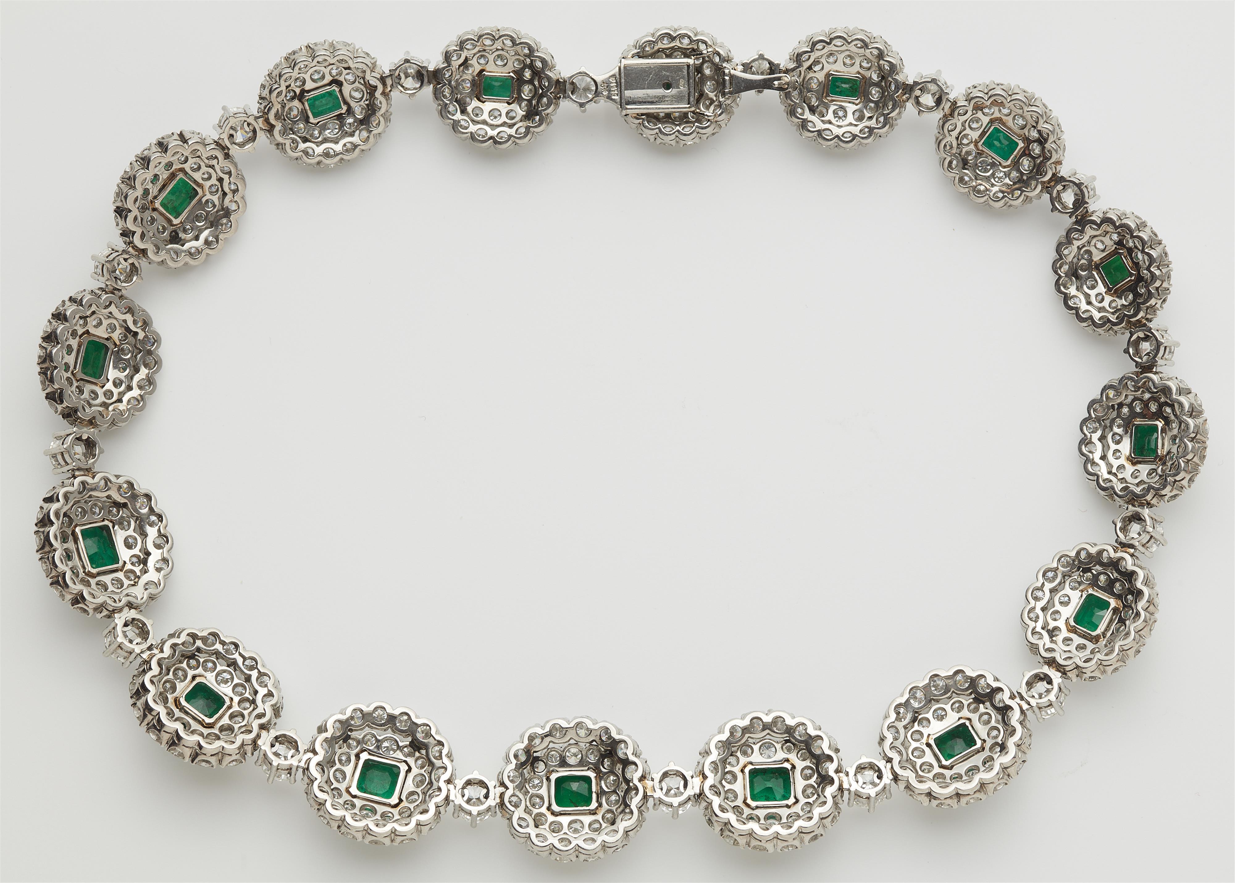 A German platinum diamond and emerald cocktail necklace. - image-3