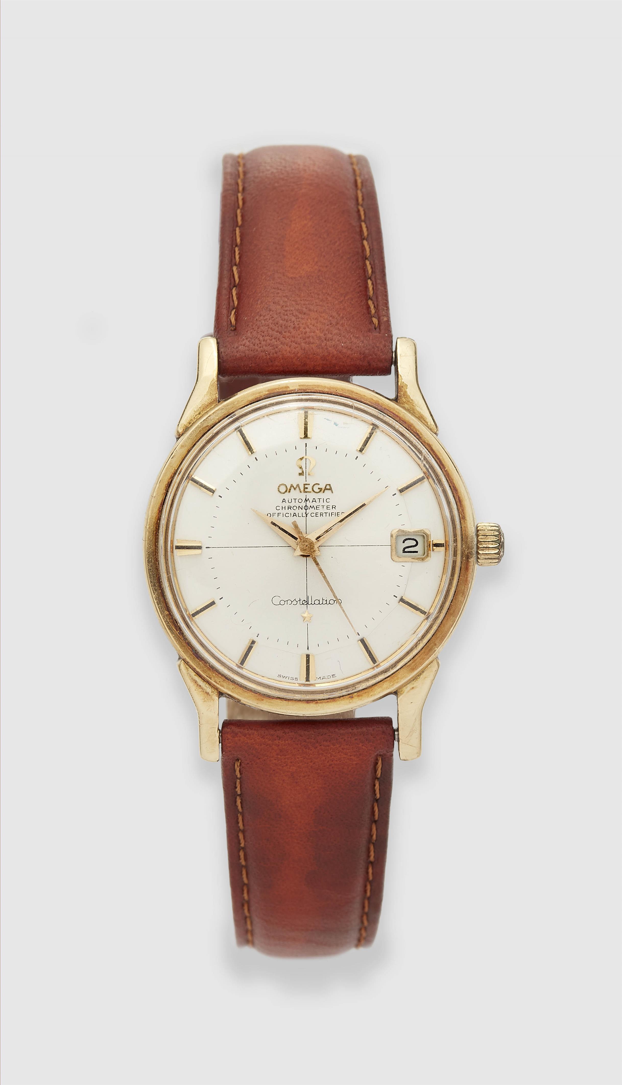 An automatic stainless steel and gold-plated Omega Constellation gentleman's wristwatch. - image-1