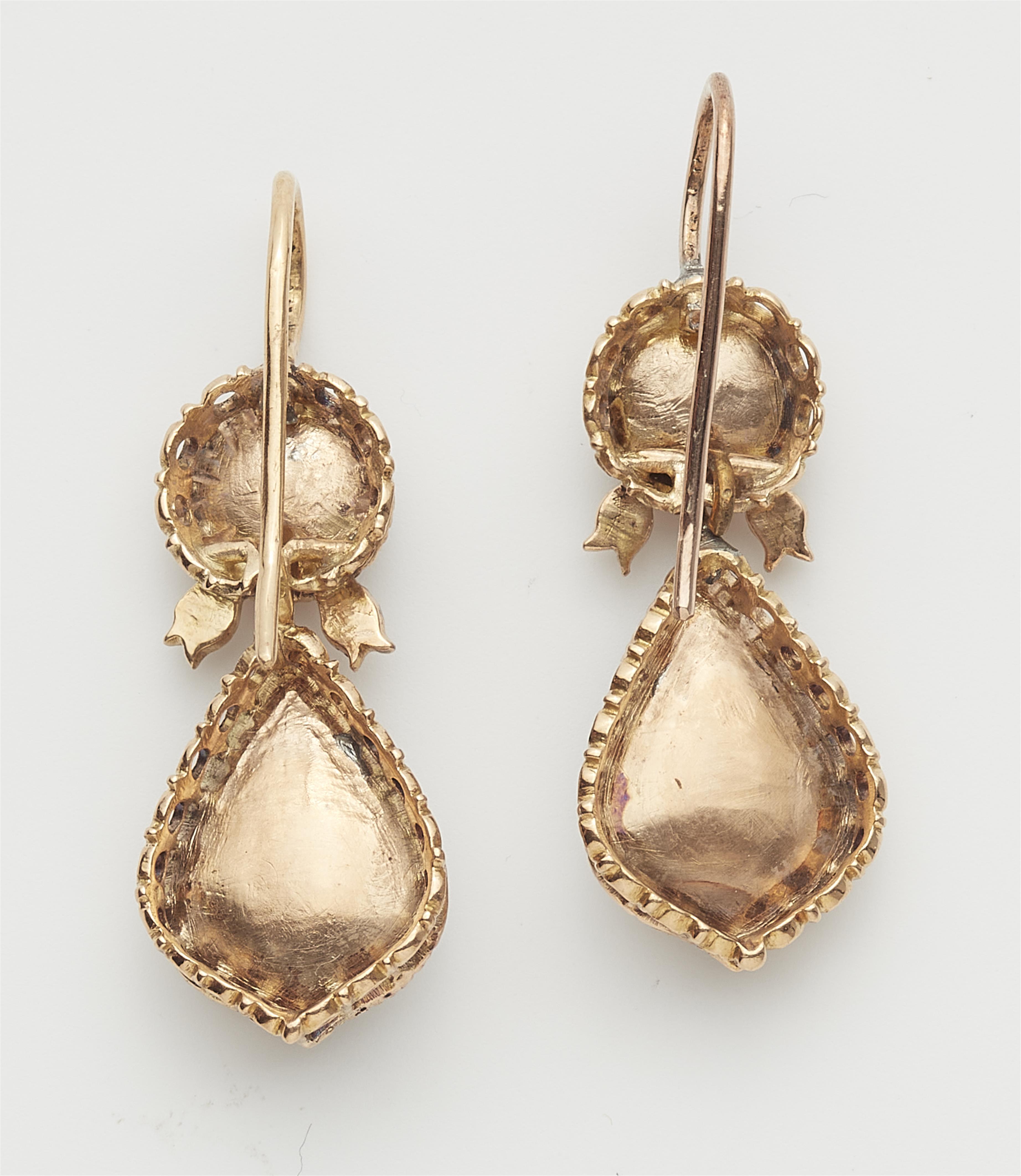 A pair of Italian 14k red gold and rose-cut diamond earrings. - image-2