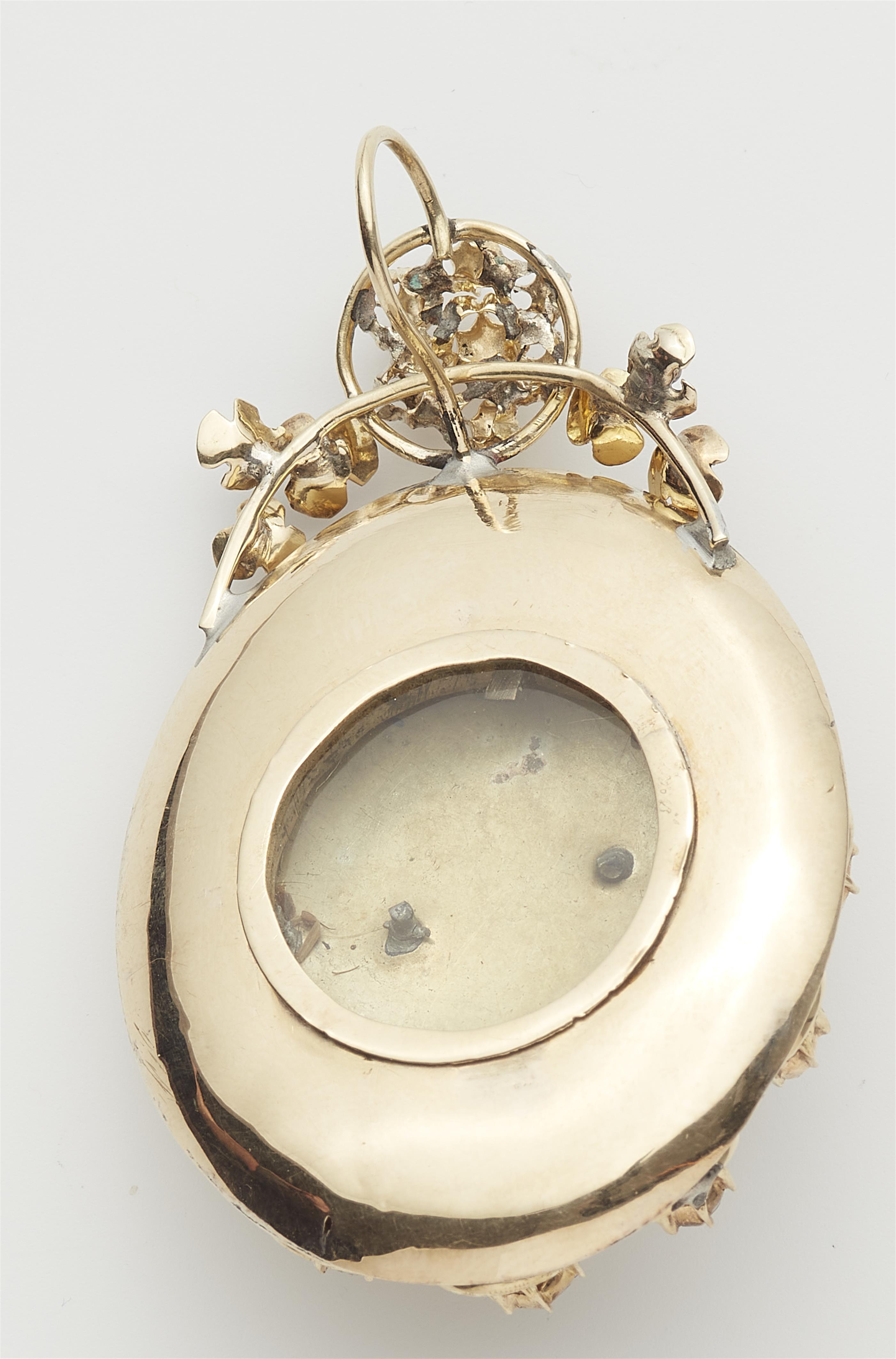 An Italian 14k gold enamel and rose-cut diamond locket. - image-2