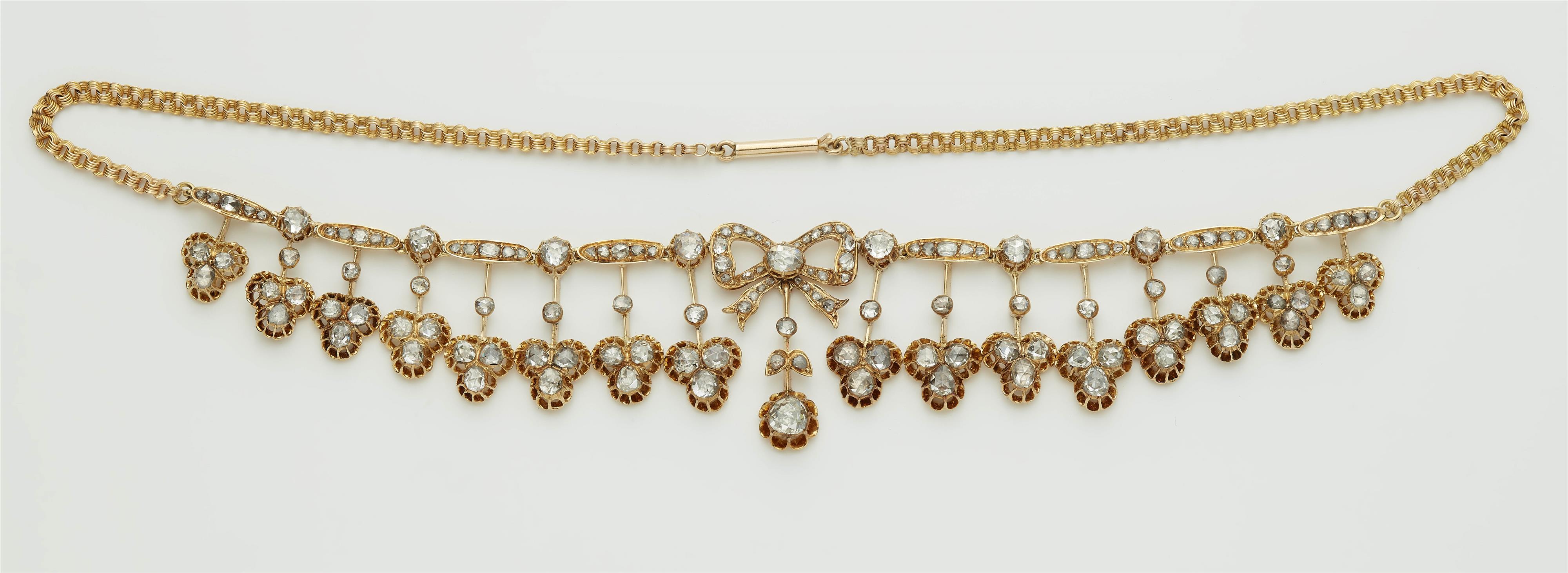 An 18k gold and rose-cut diamond fringe necklace with a detachable 14k gold chain. - image-2