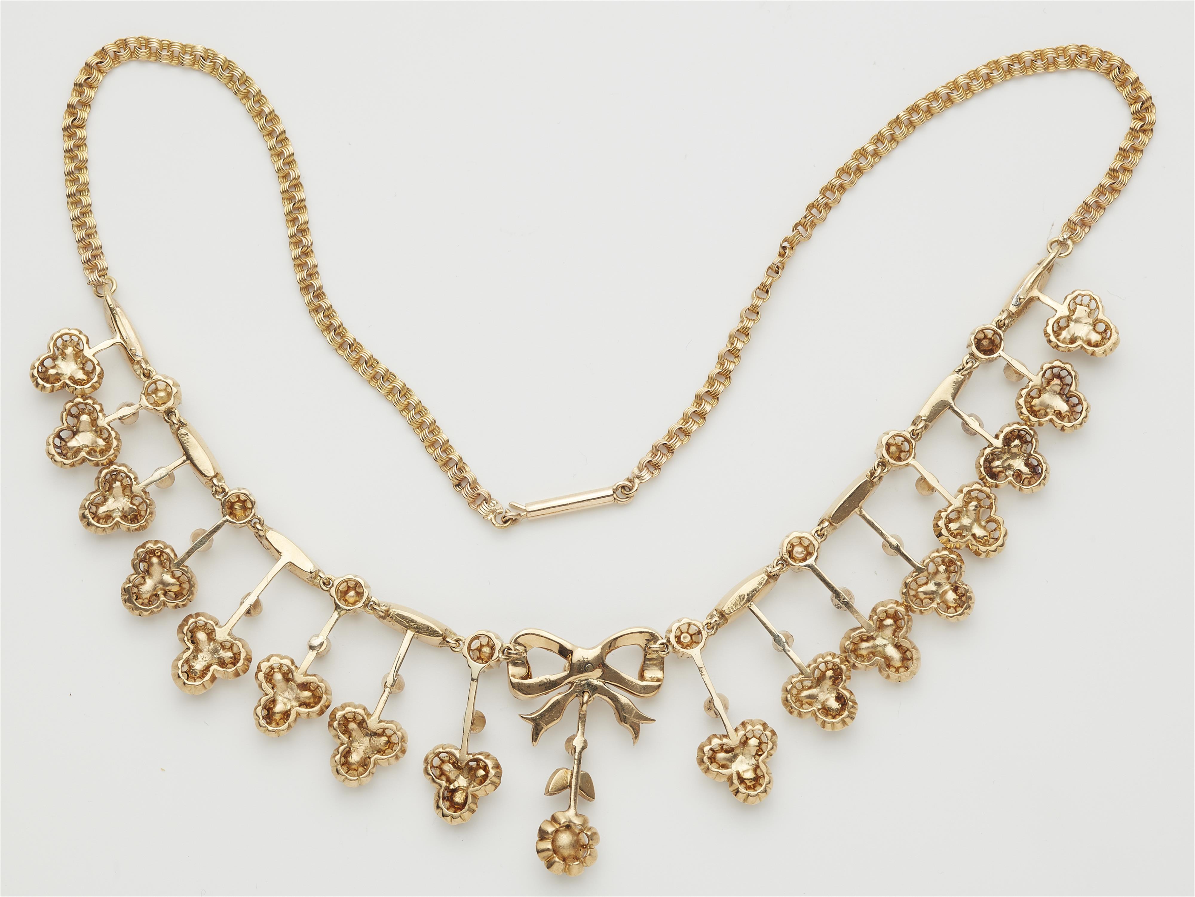 An 18k gold and rose-cut diamond fringe necklace with a detachable 14k gold chain. - image-3