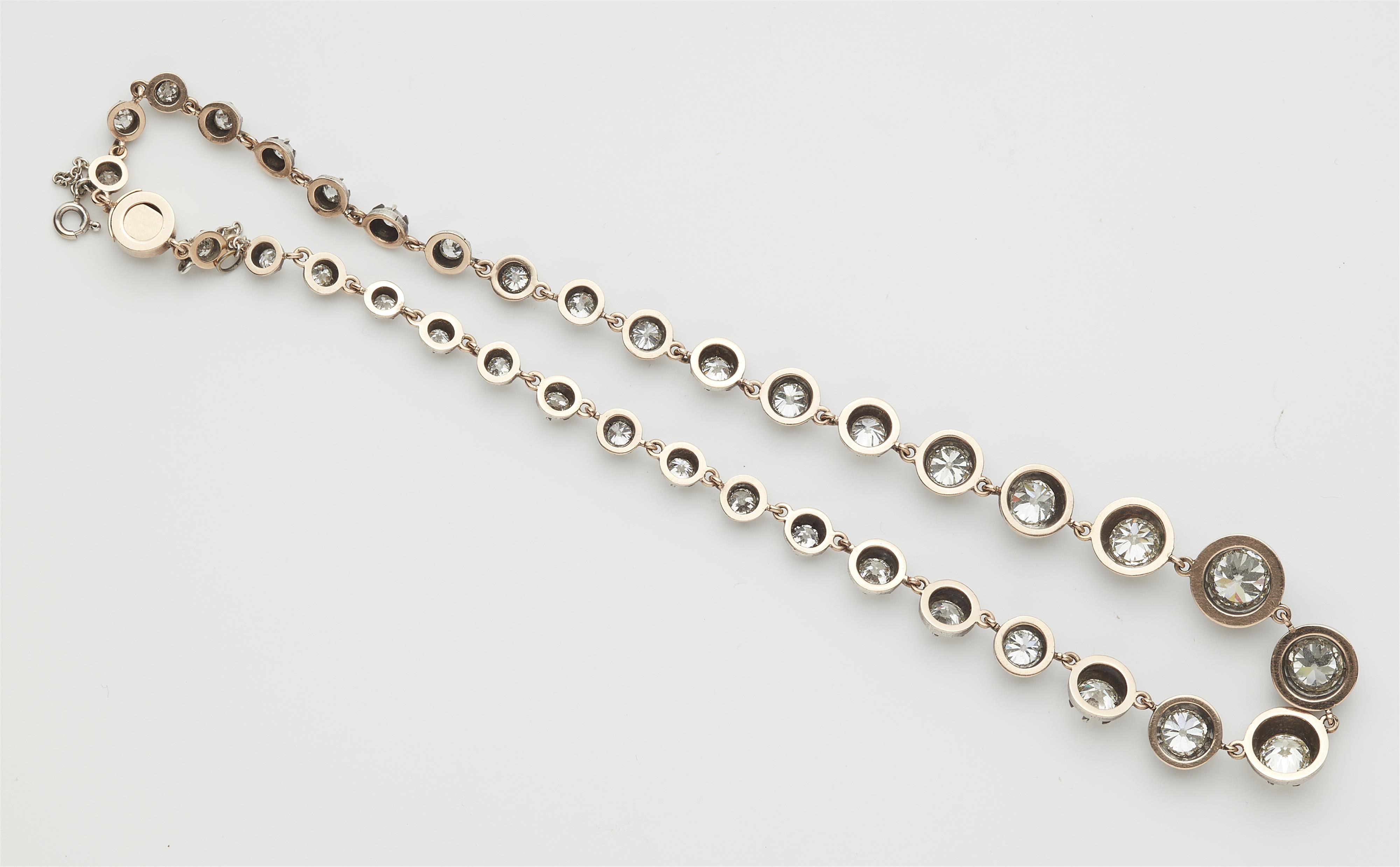 A 19th century silver 14k red gold and diamond riviere necklace (total ca. 18.18 cts ). - image-3