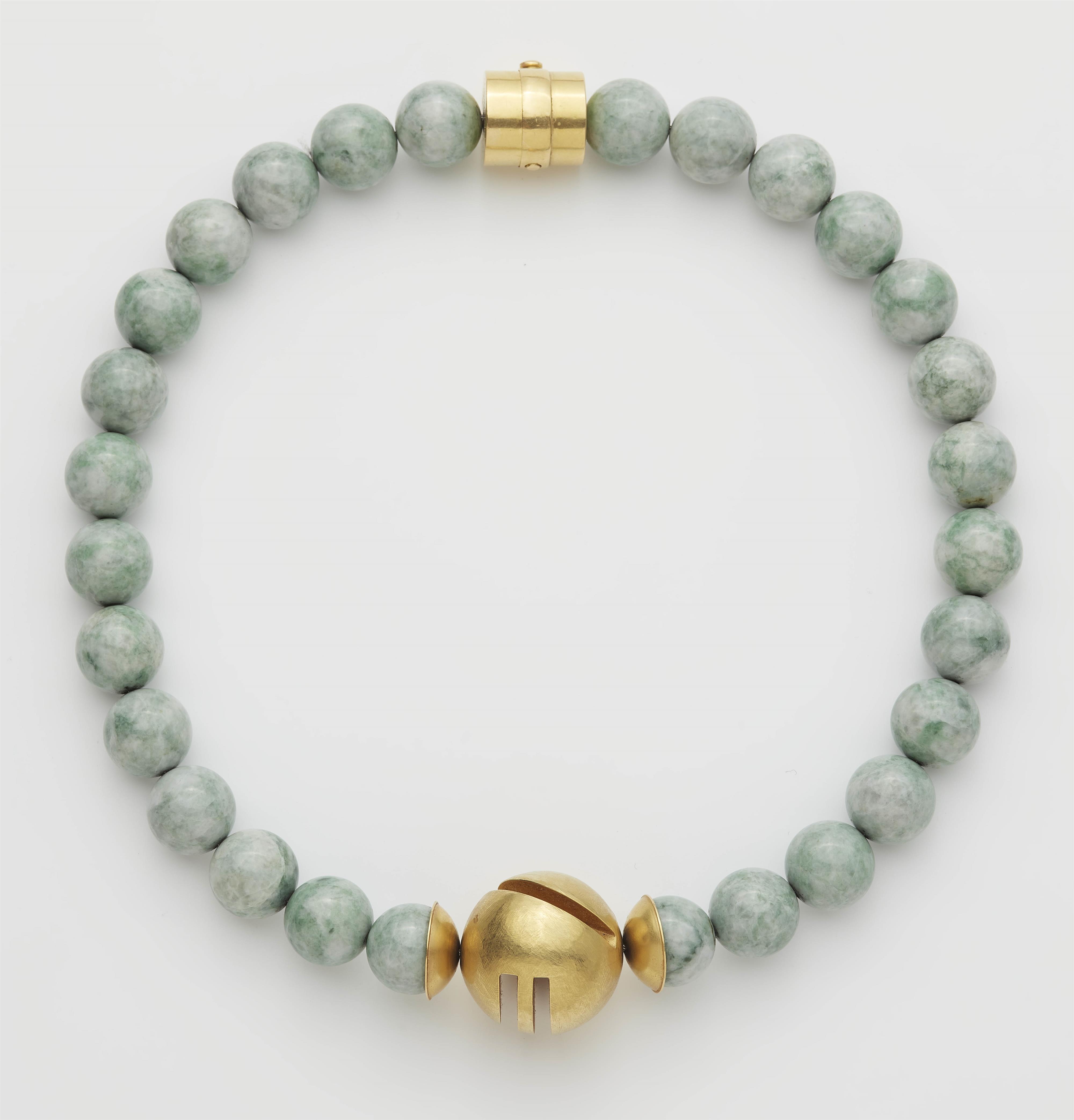 A German 18k gold and aventurine necklace. - image-1