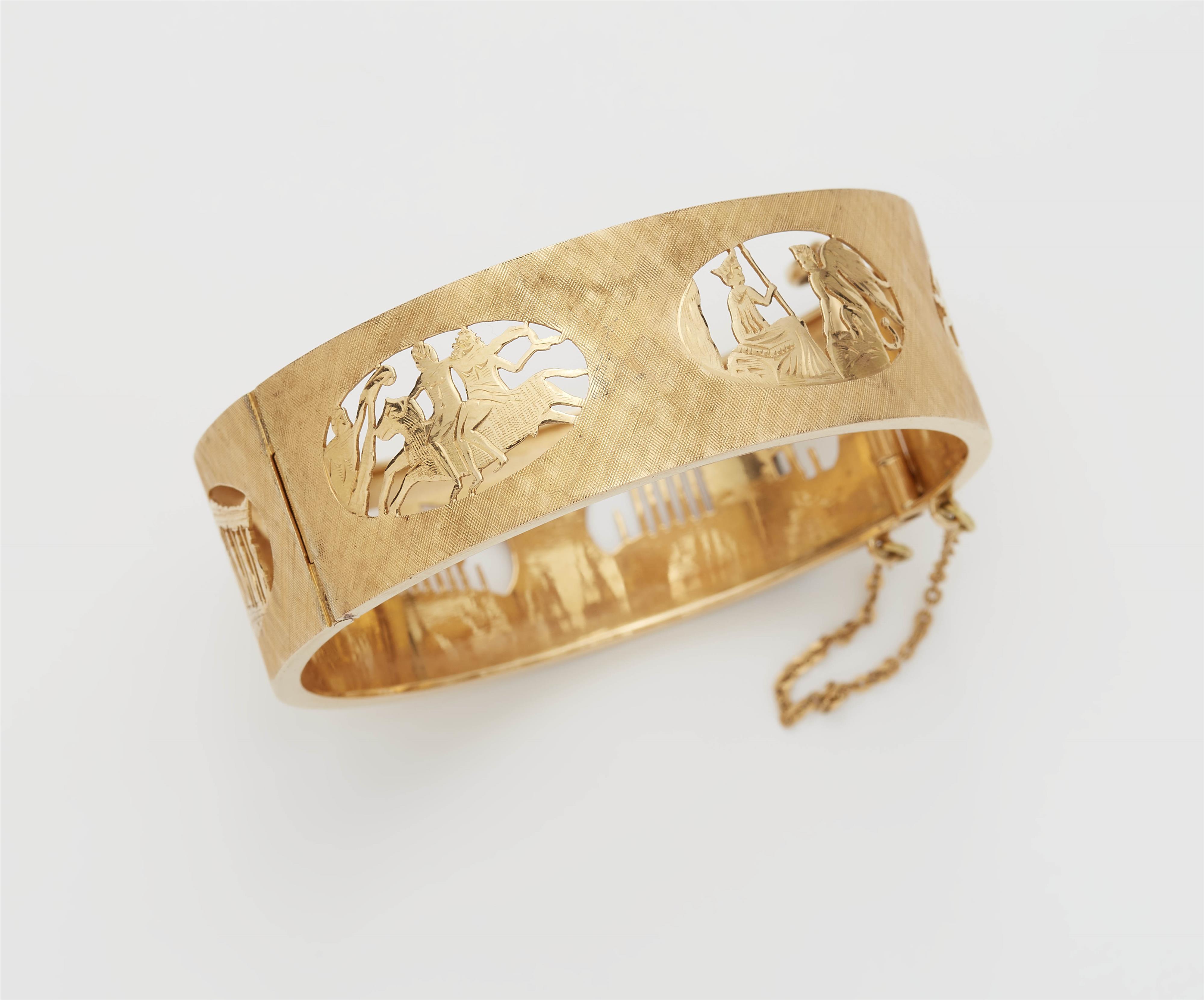 An 18k gold souvenir bangle with sights of the Acropolis. - image-1