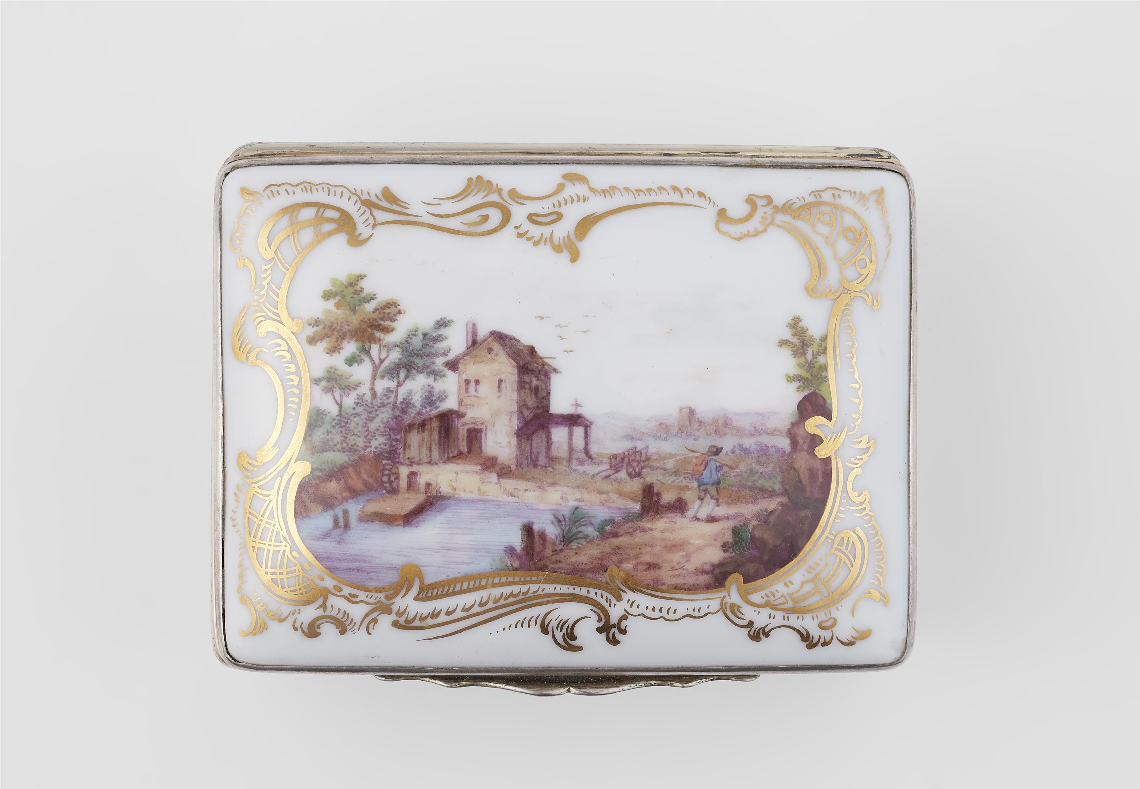A porcelain snuff box with landscapes and a portrait of a lady - image-1