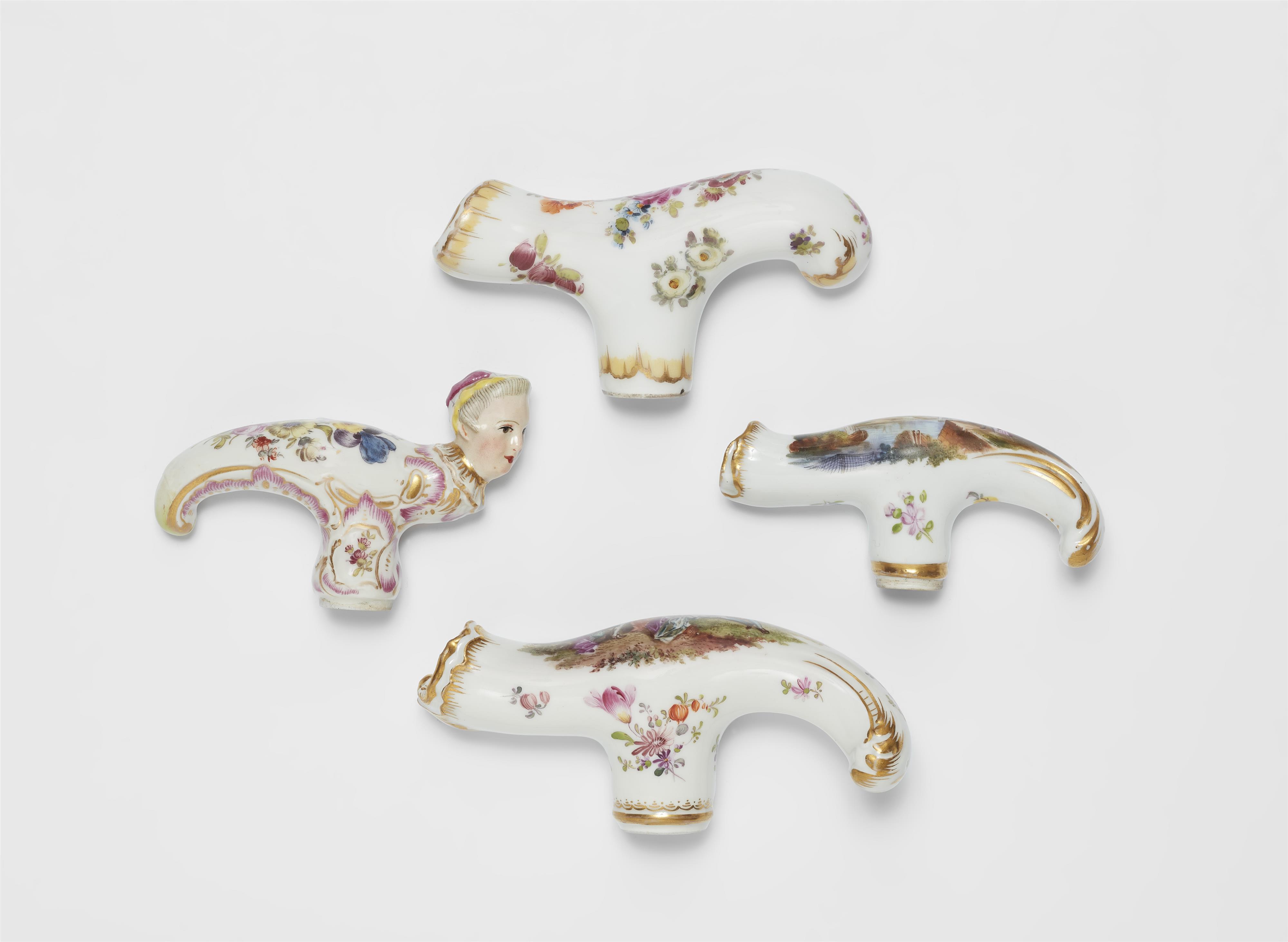 Four porcelain walking cane toppers - image-1