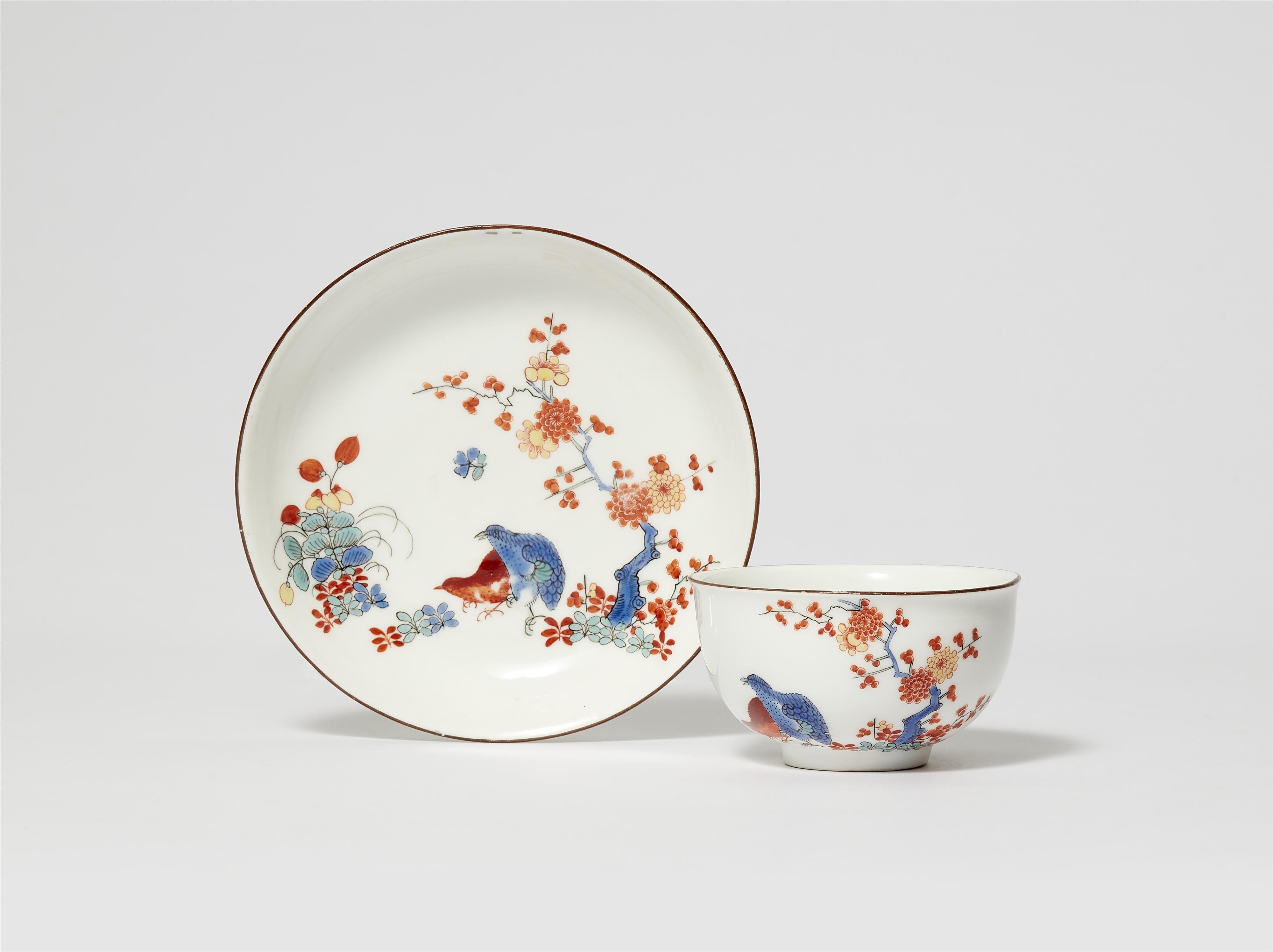 A Meissen porcelain tea bowl and saucer with quail decor - image-1