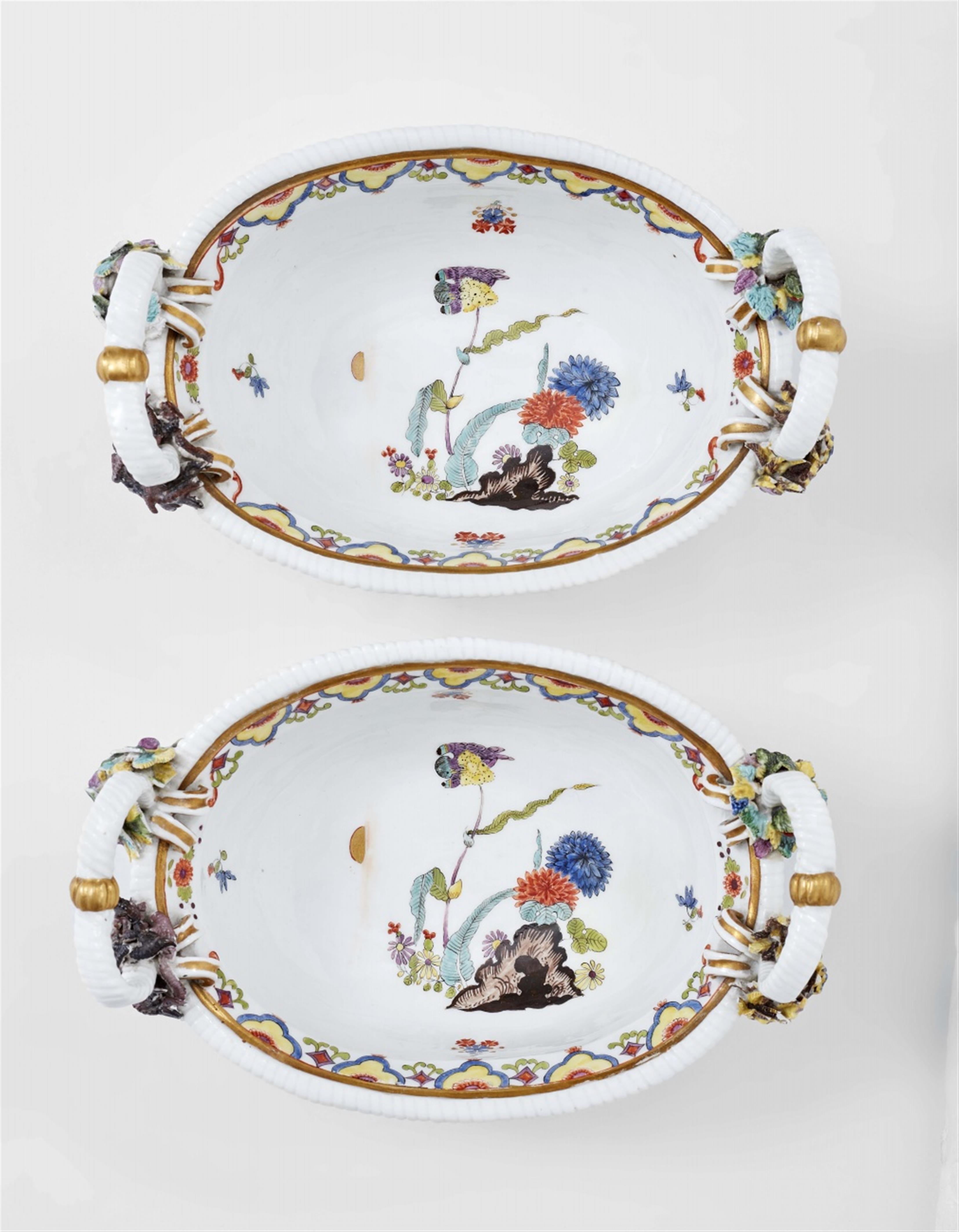 A pair of Meissen porcelain baskets with mascarons representing the seasons - image-1