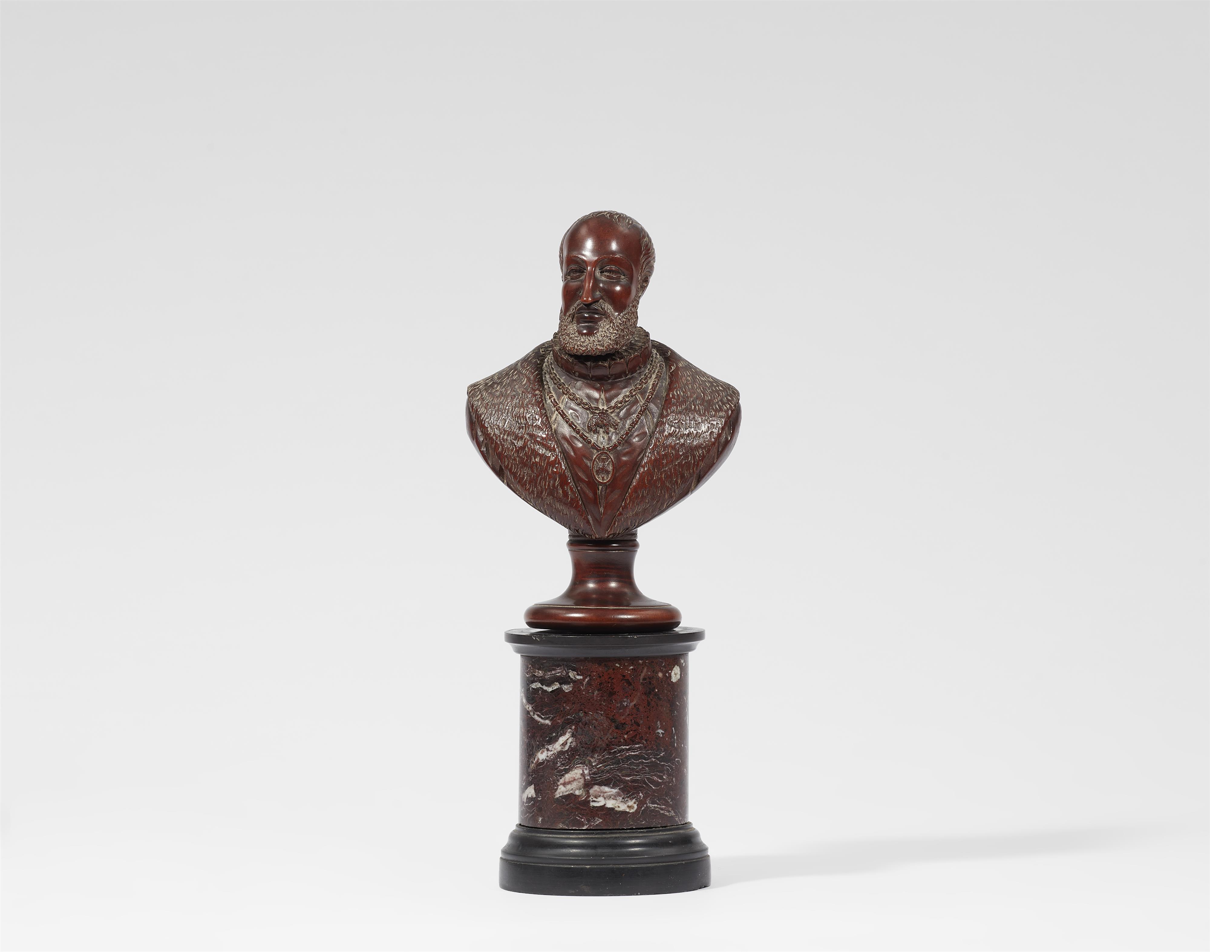 A carved boxwood bust of Philipp II of Spain - image-1