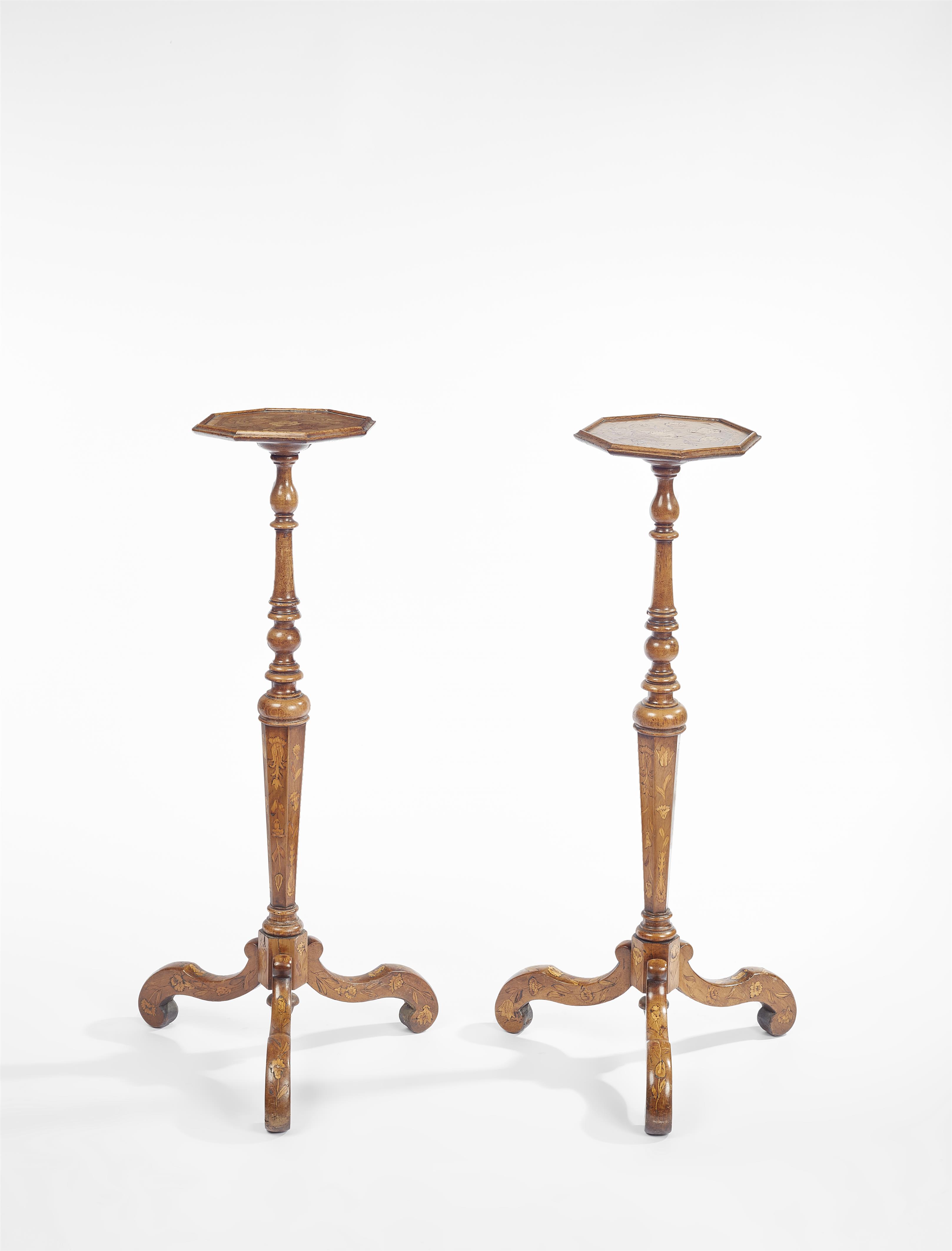 A pair of Dutch guéridons with floral marquetry - image-1