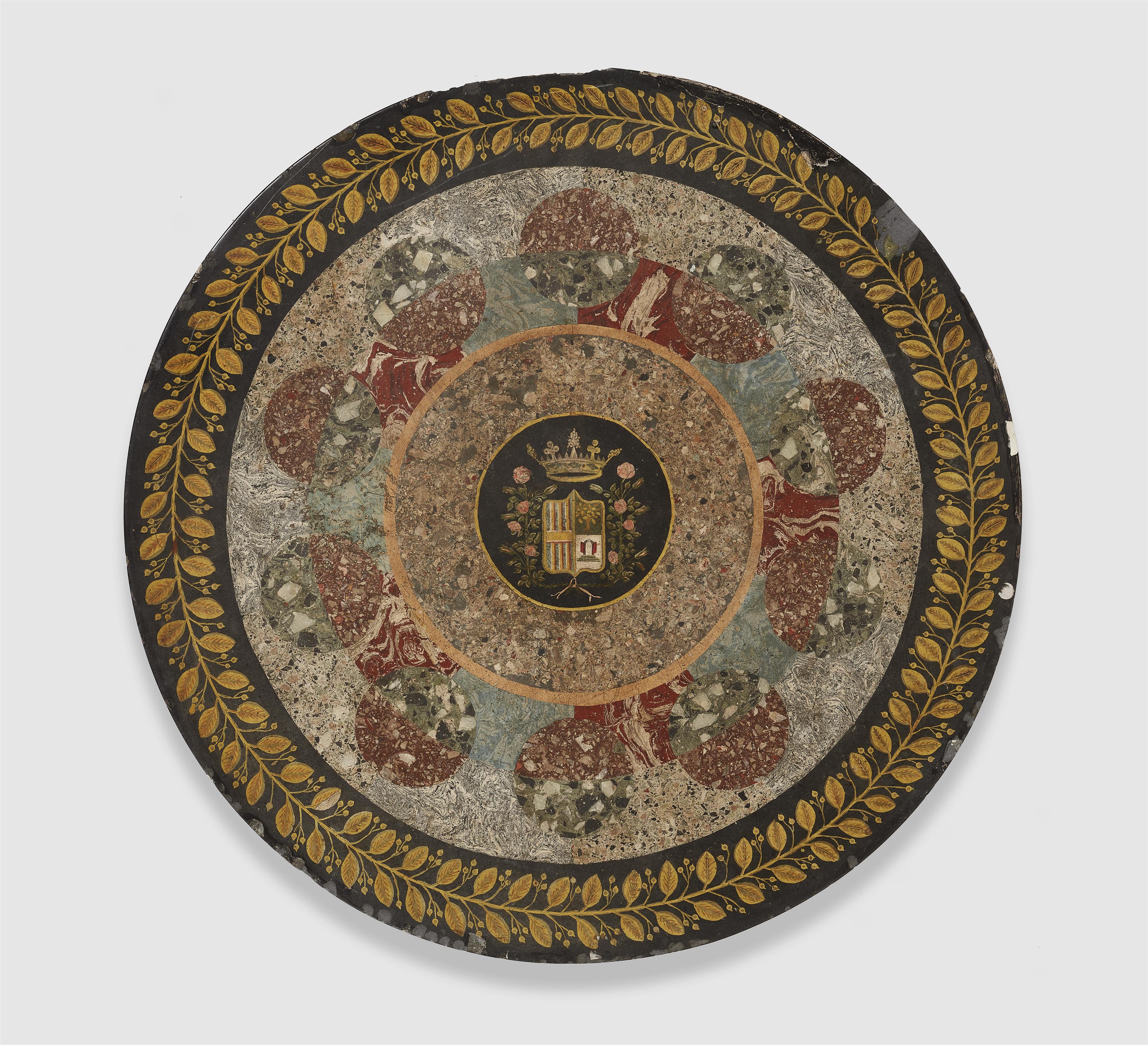 An inlaid table top with an Italian coat-of-arms - image-1