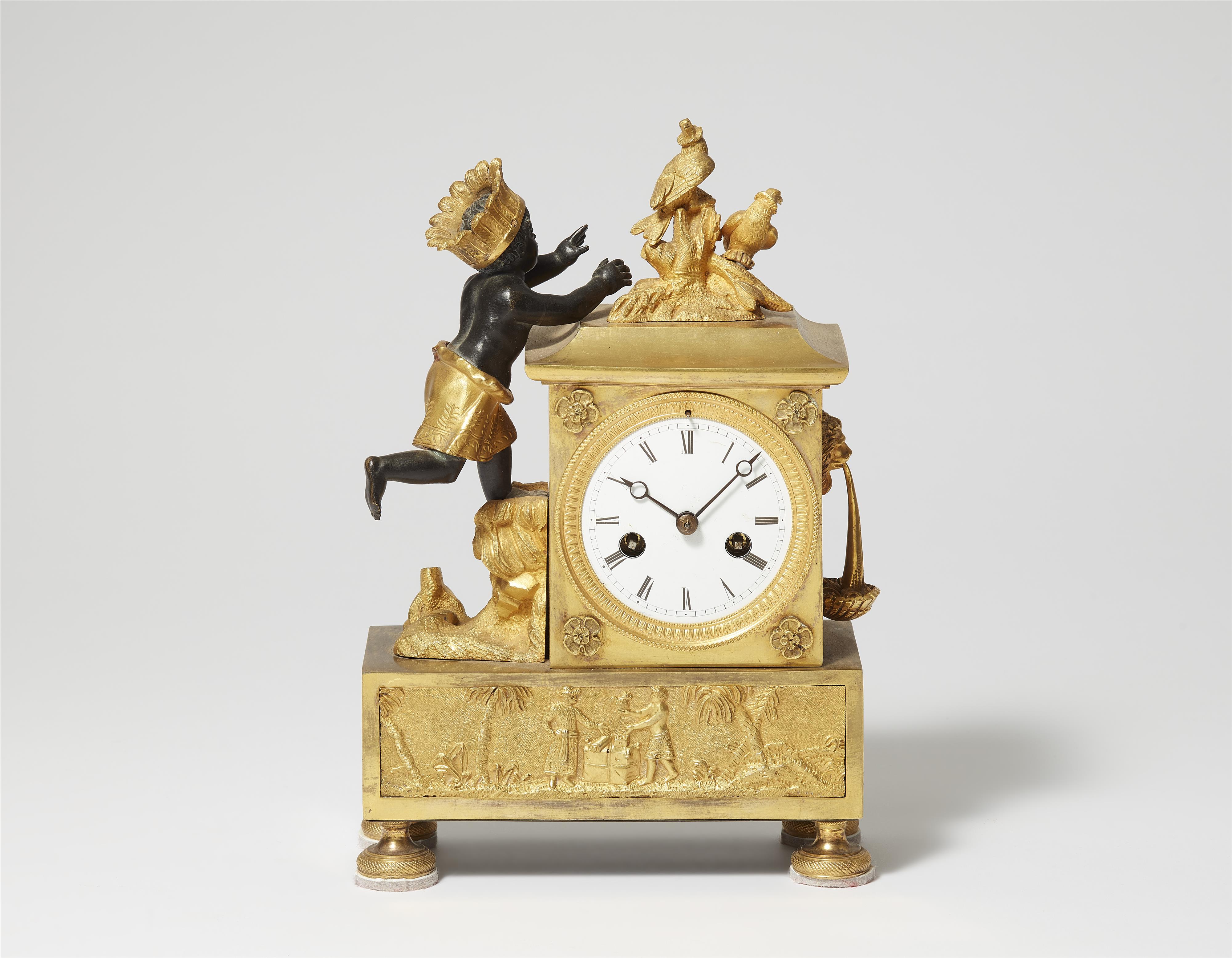 A Parisian gilt and patinated bronze pendulum clock with an allegory of America - image-1
