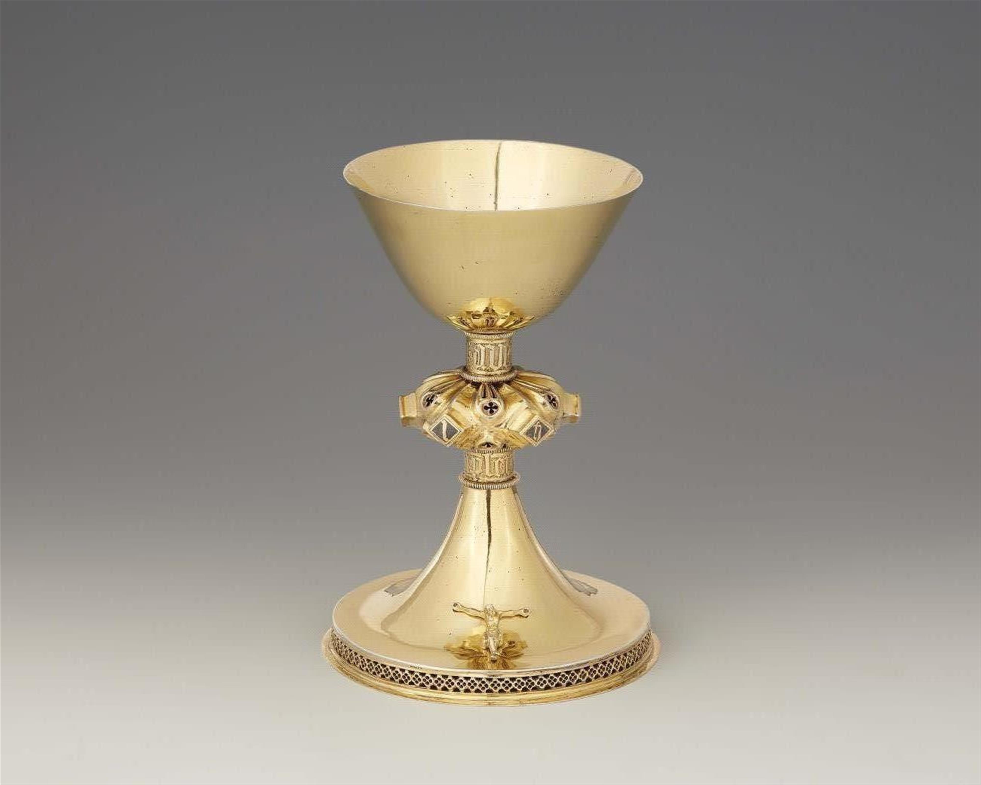 A large Gothic silver gilt communion chalice - image-1