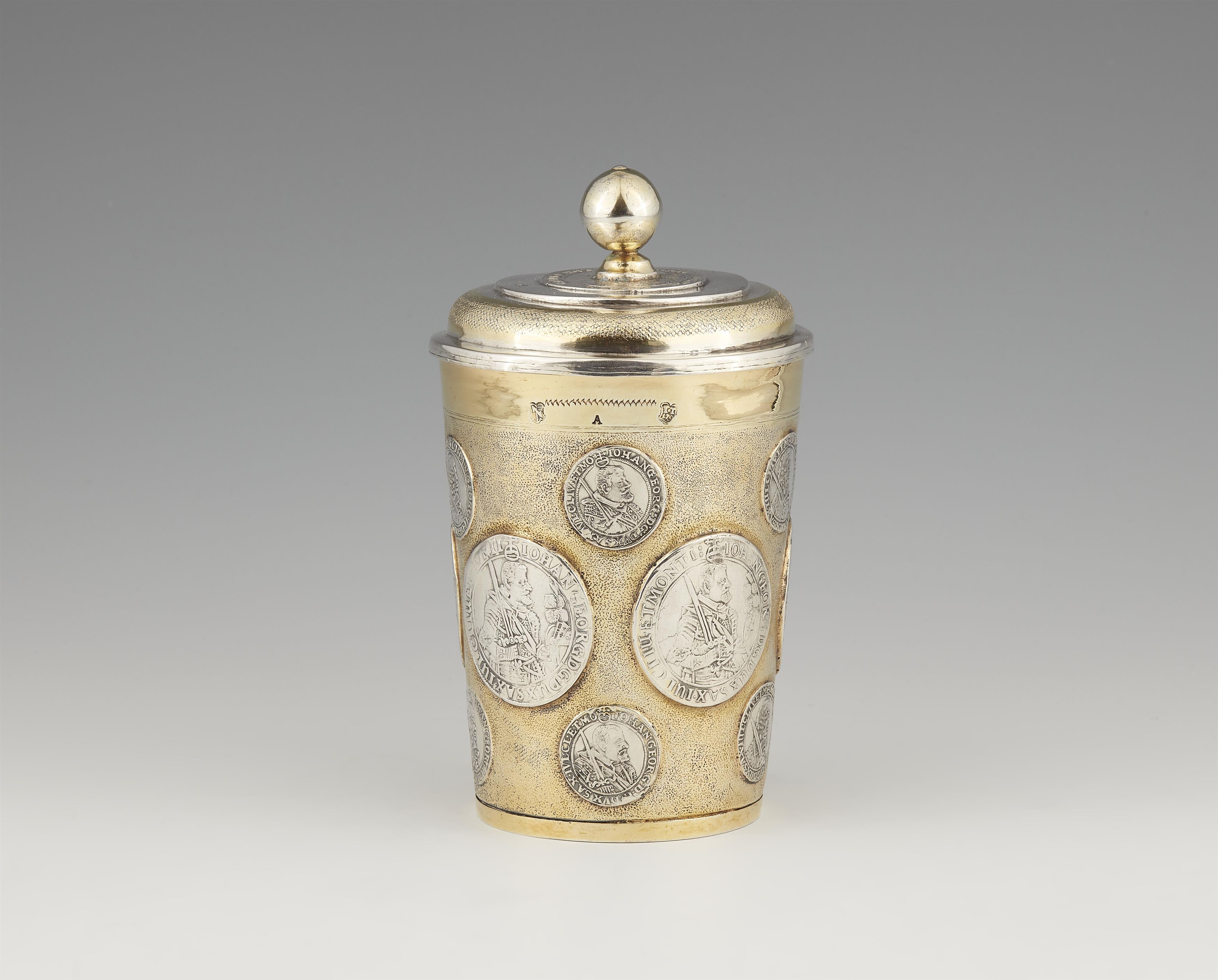 A Halberstadt parcel gilt silver coin-set beaker - image-3