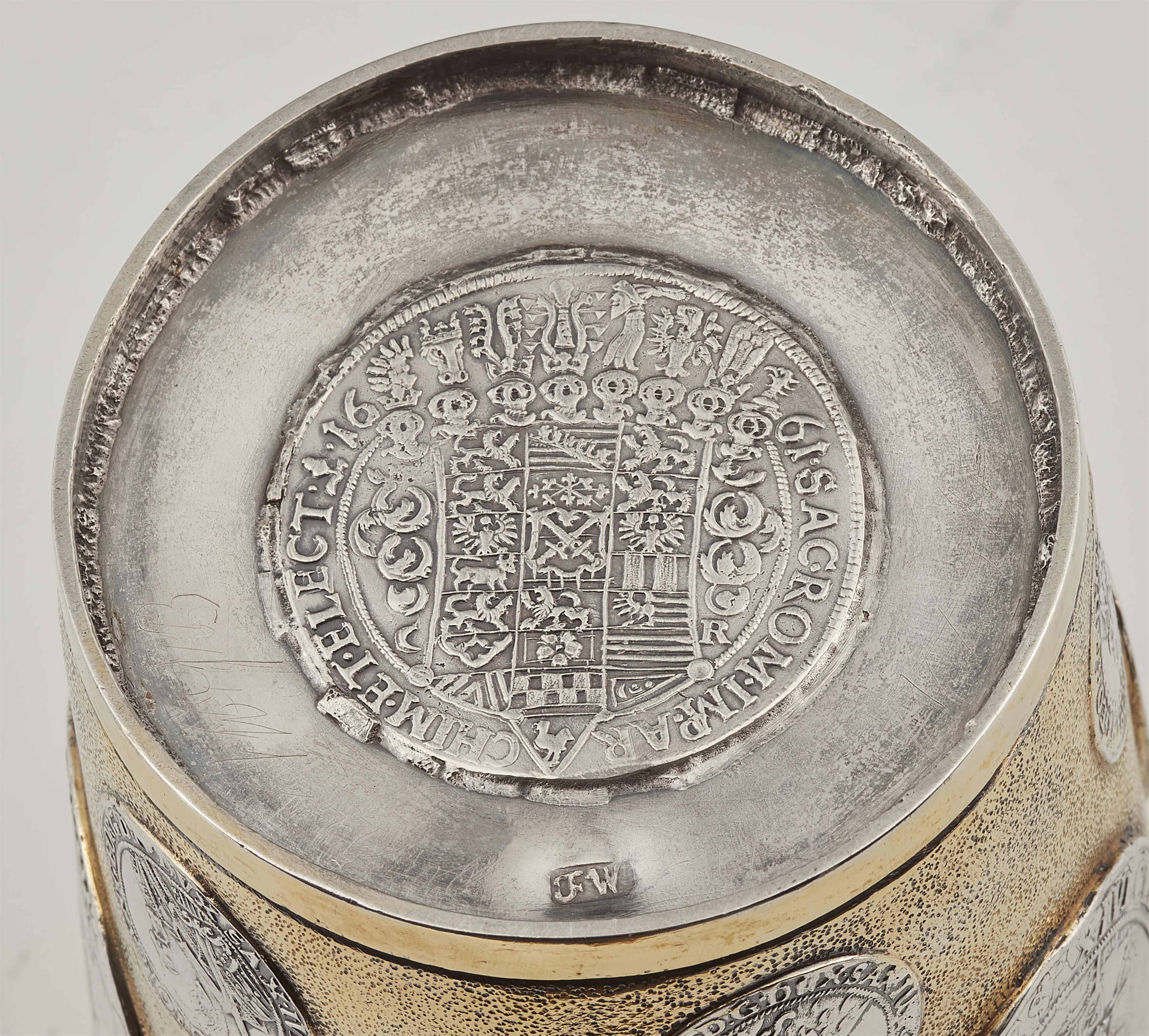 A Halberstadt parcel gilt silver coin-set beaker - image-4