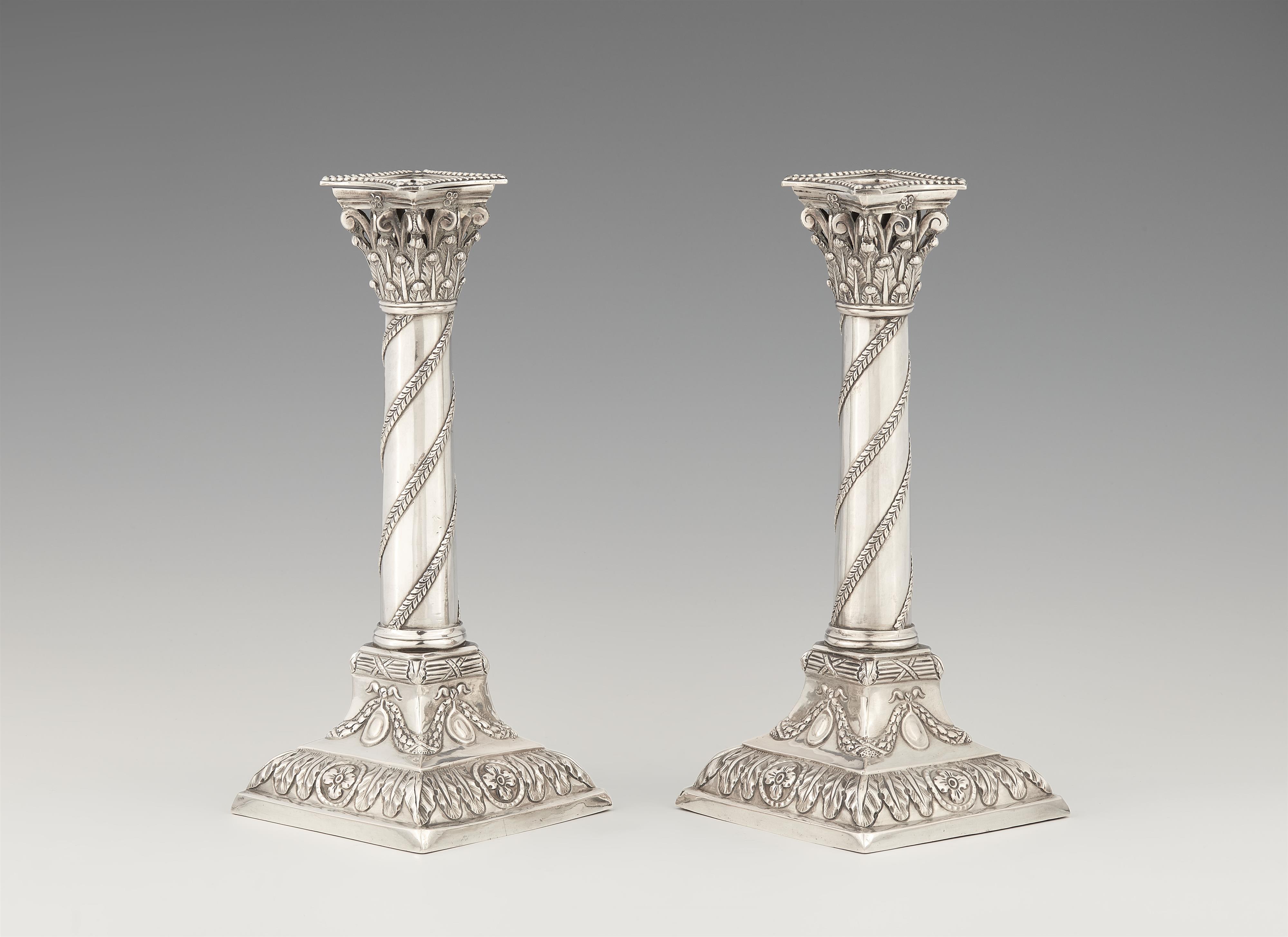 A pair of Louis XVI Minden silver candlesticks - image-1