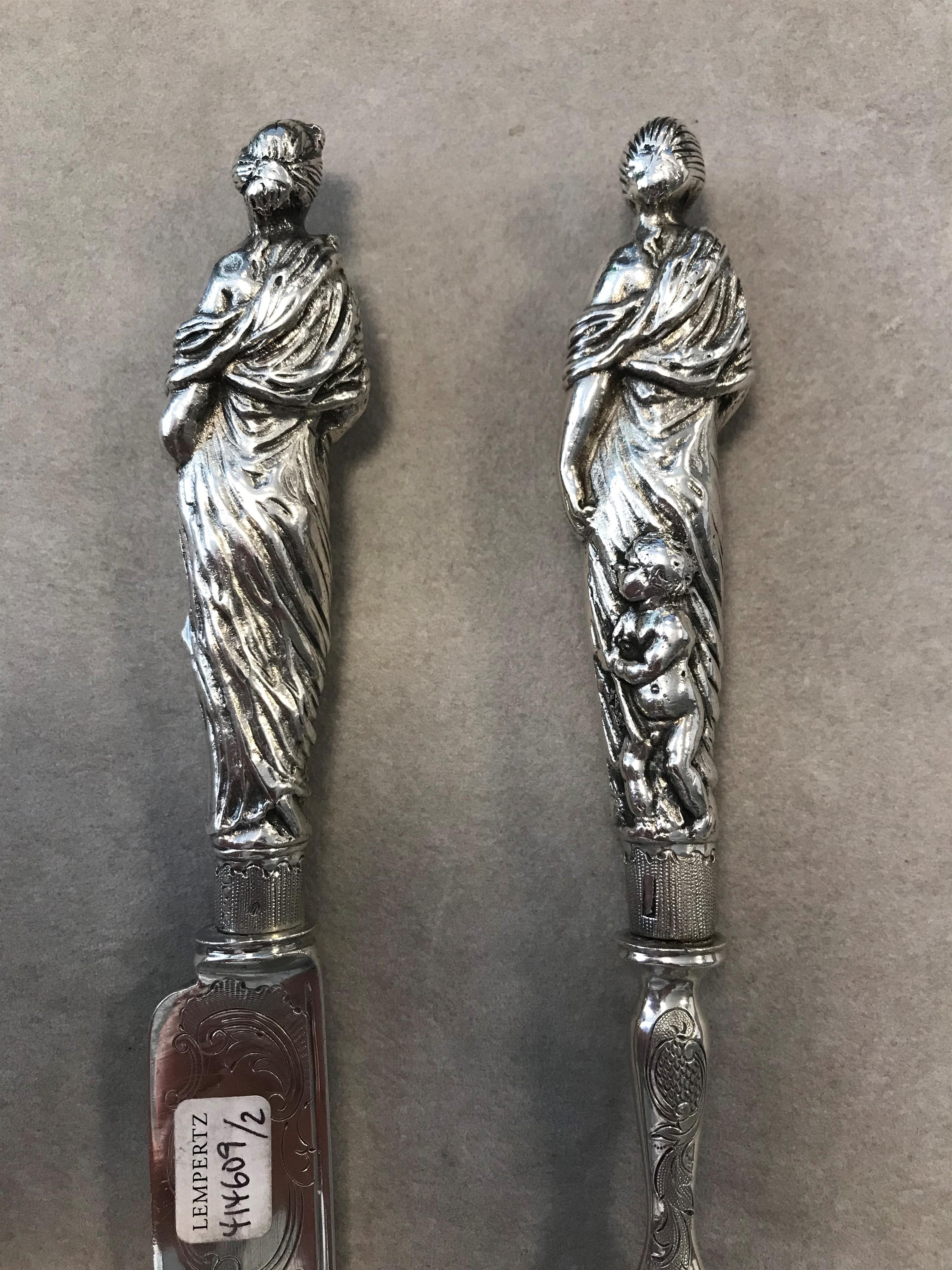 A pair of Amsterdam Baroque silver cutlery handles - image-4