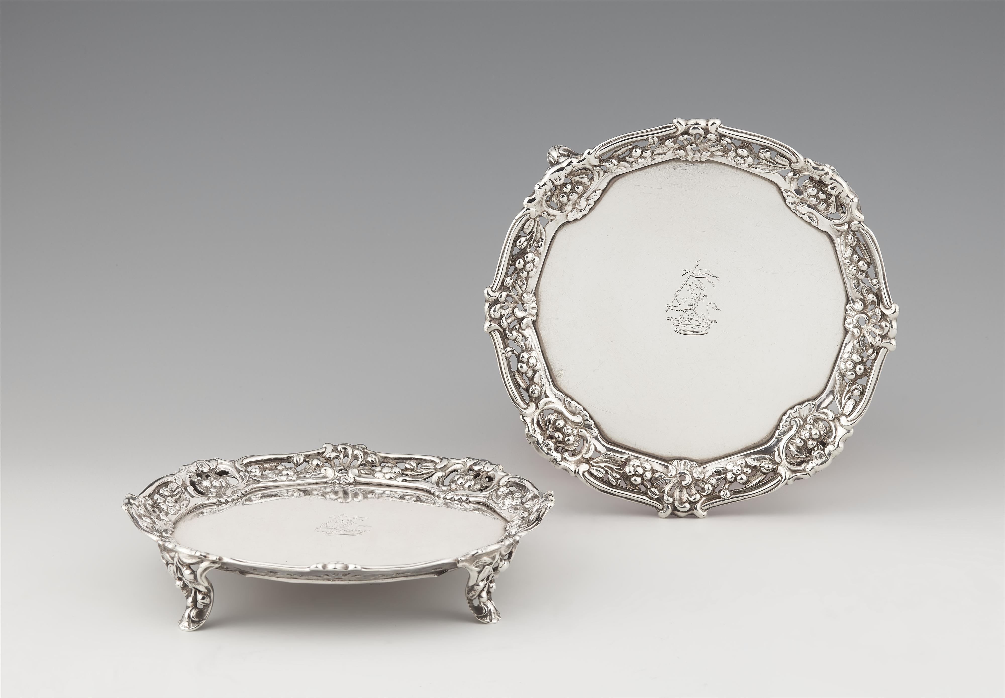 A pair of George III London silver salvers - image-1