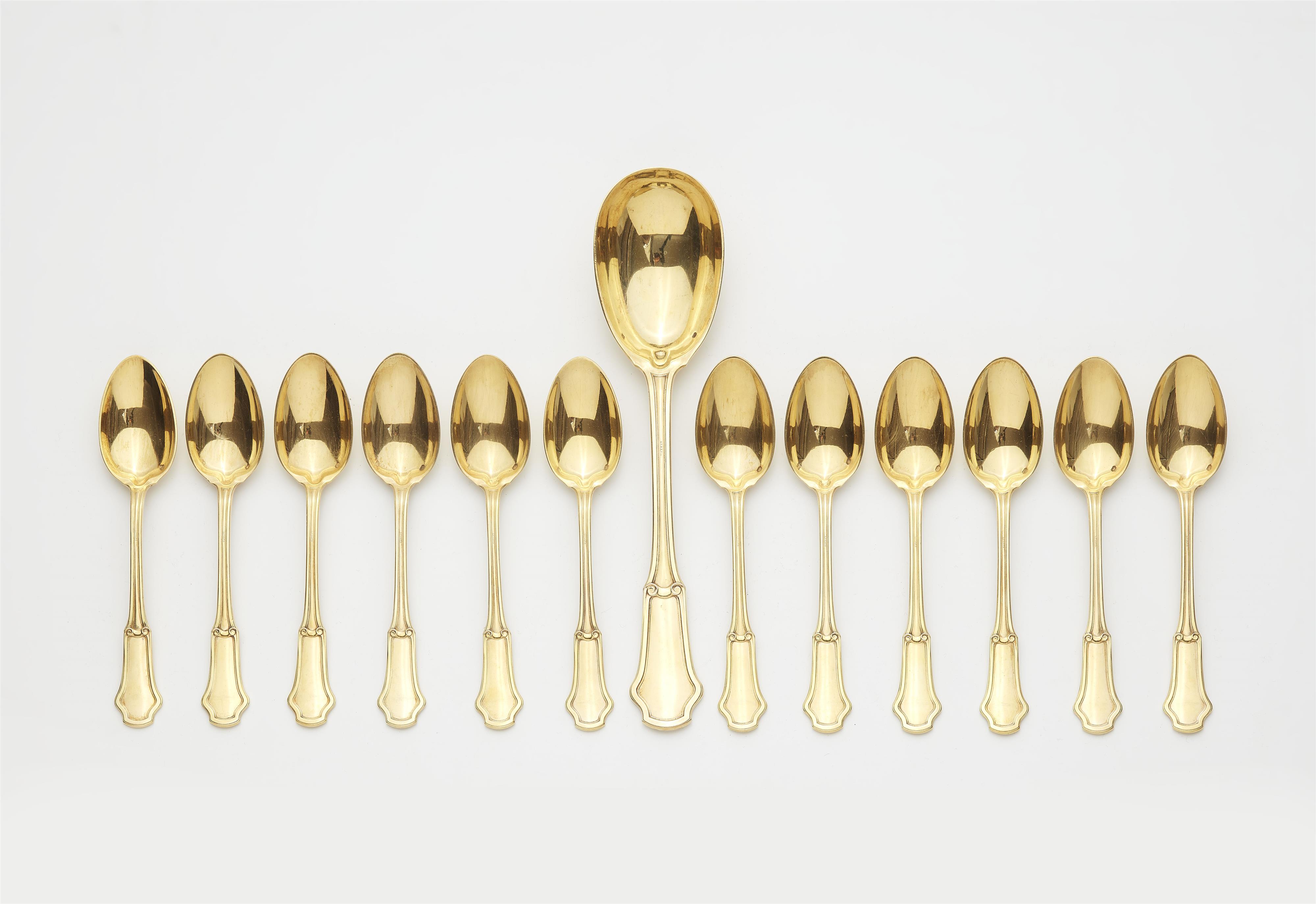 A Parisian silver gilt dessert cutlery set - image-1