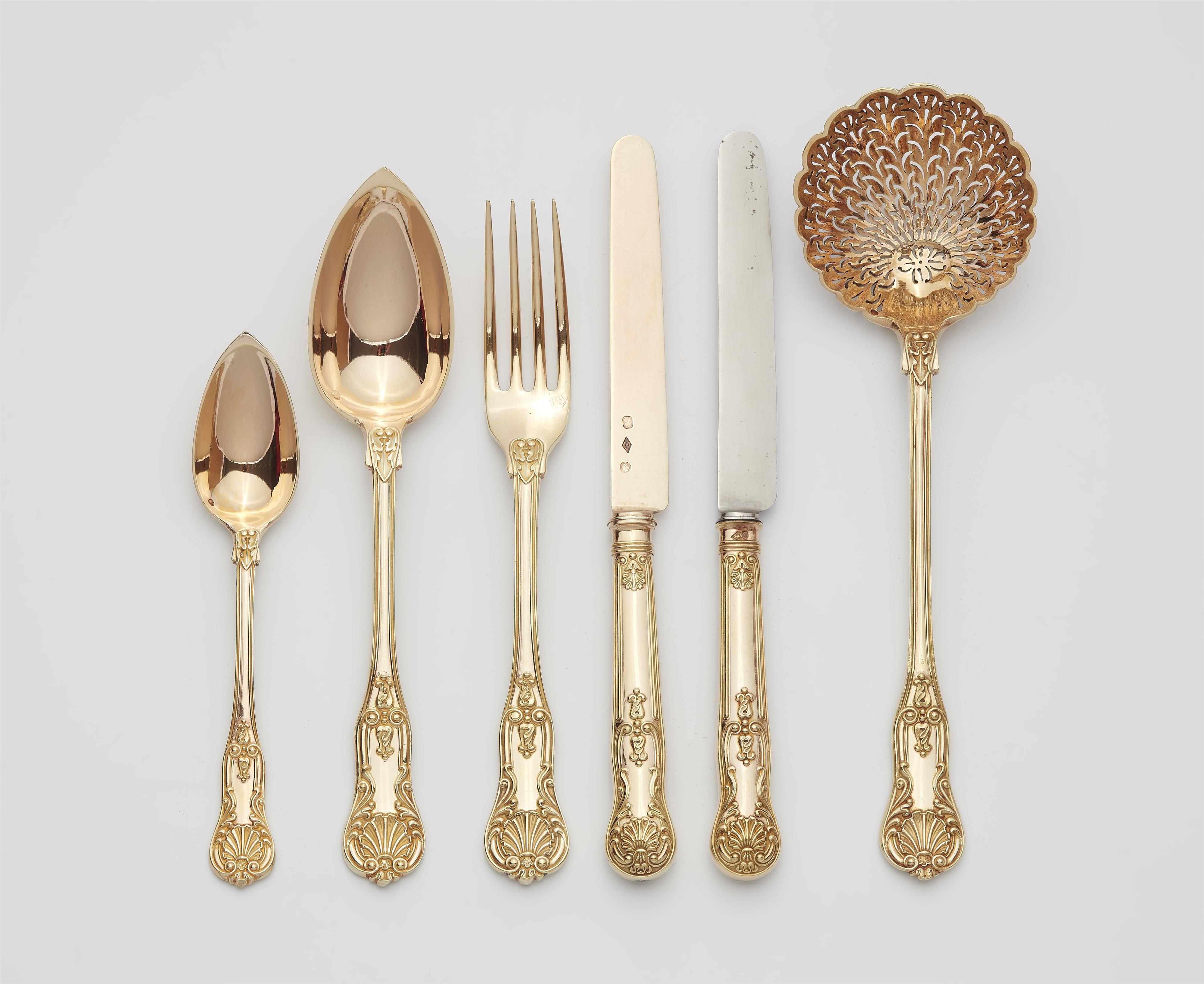 A Parisian silver gilt cutlery set in box - image-3