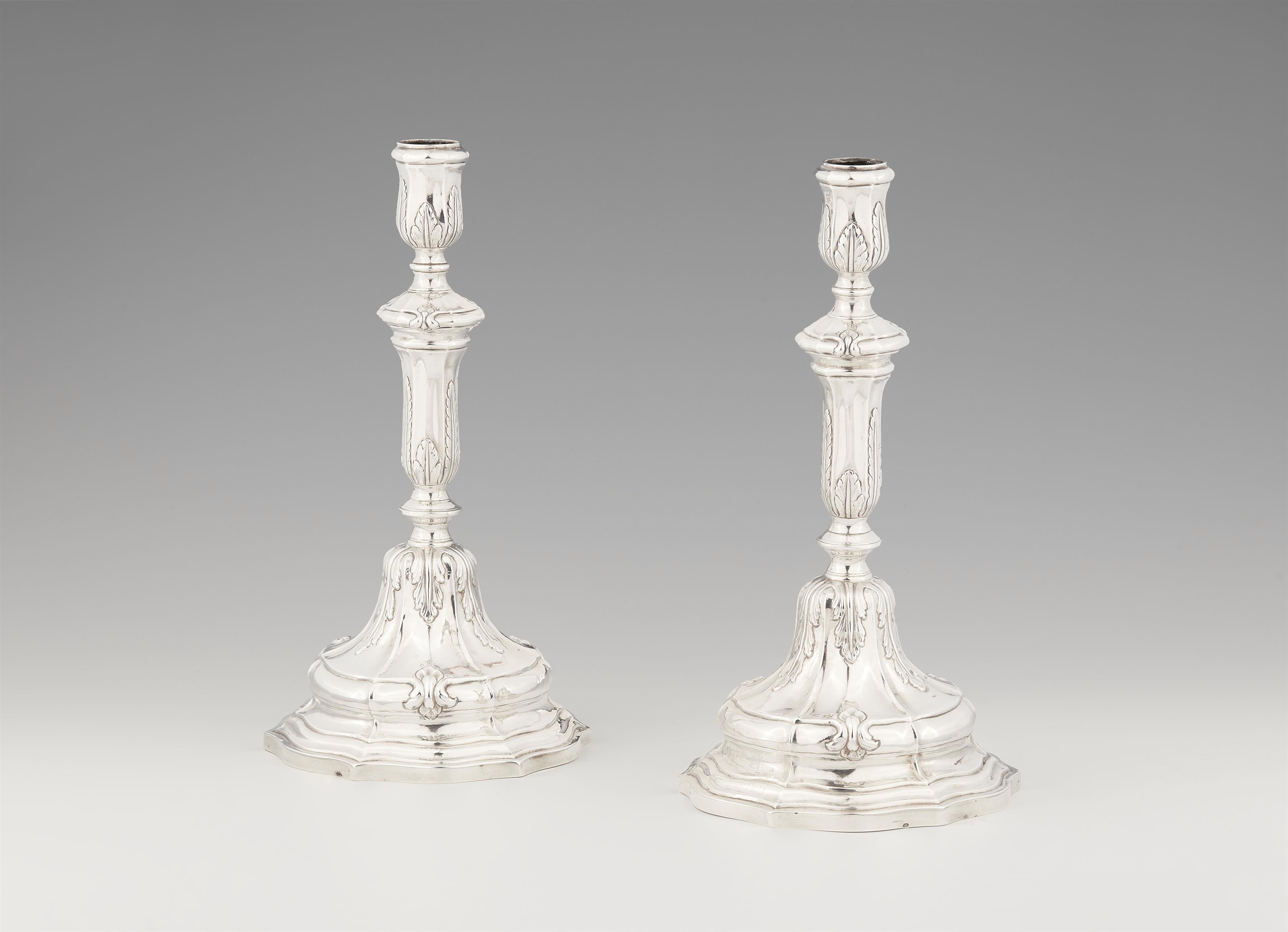 A pair of Genoese silver candlesticks - image-1