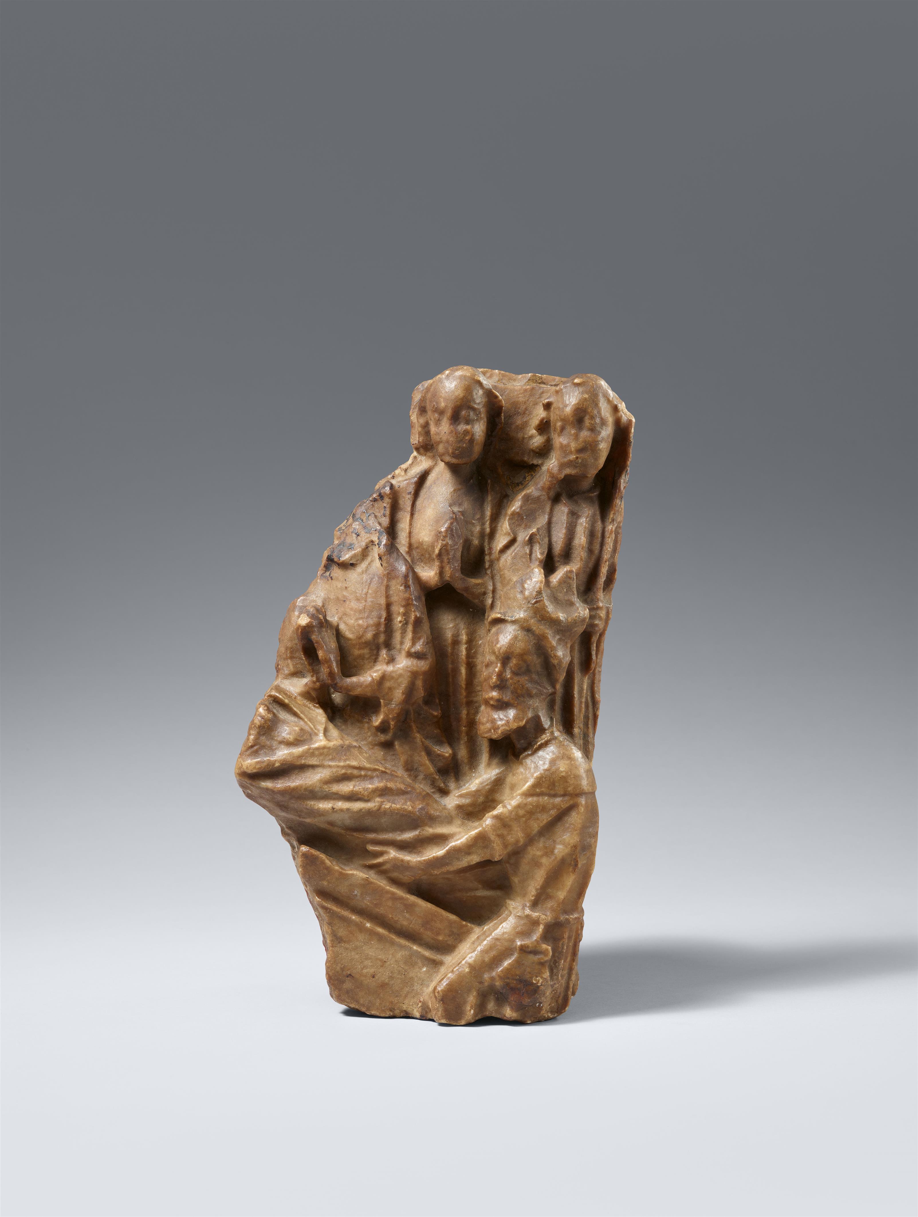 Nottingham 15th century - A fragment of a 15th century Nottingham alabaster relief of the Entombment - image-1