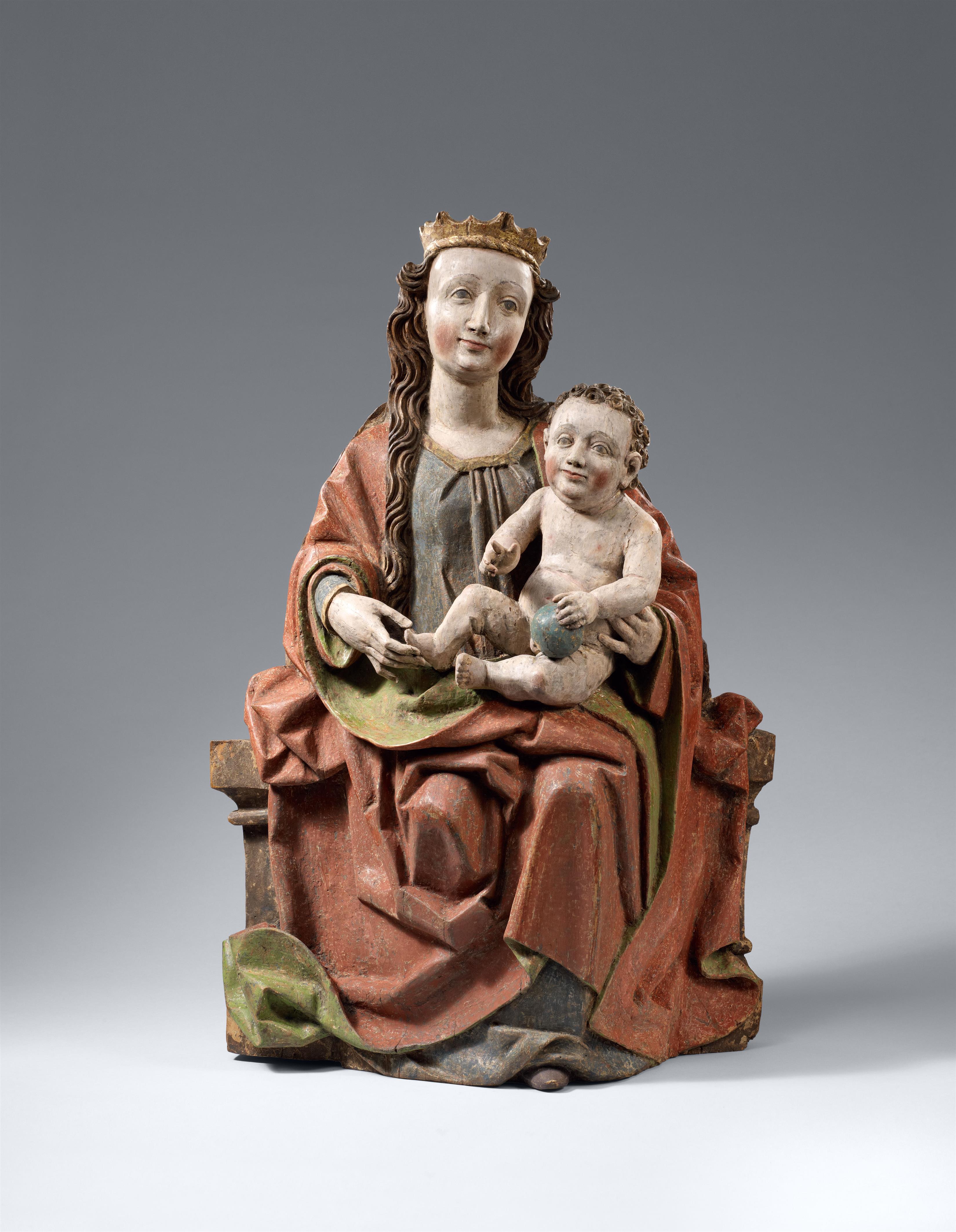 Probably Main-Franconian Region circa 1500 - A wooden figure of the Virgin Enthroned, probably Main Franconian, circa 1500 - image-1