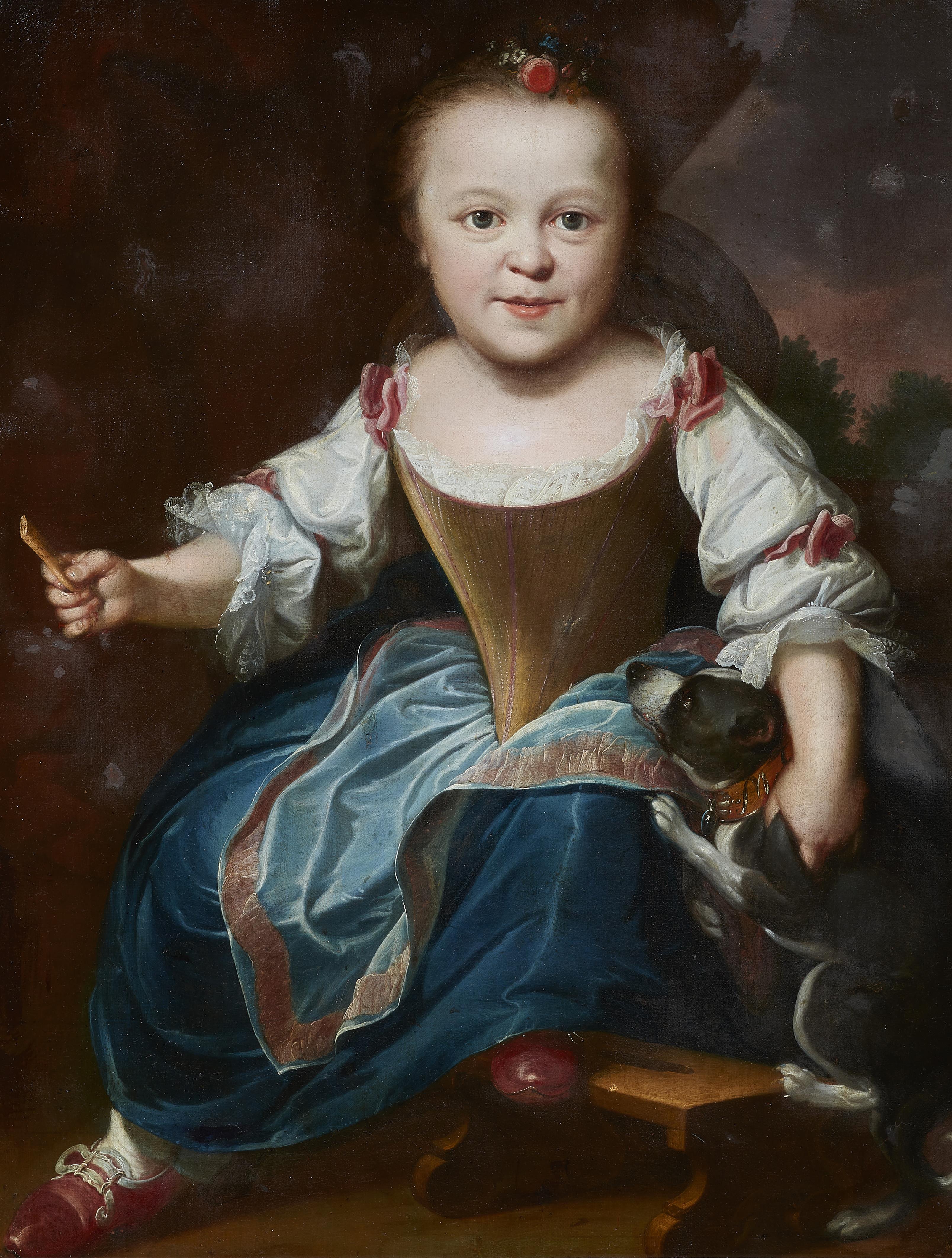 German School 18th century - Portrait of a Child with a Dog - image-1