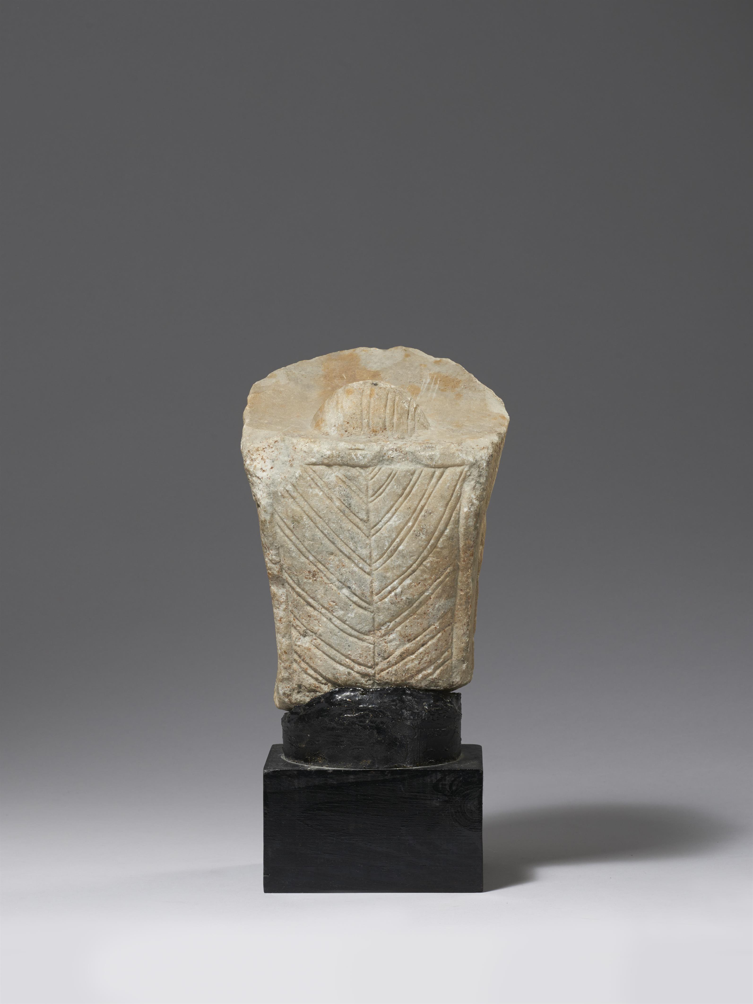 A Northern Qin style marble head of Bodhisattva Guanyin - image-3
