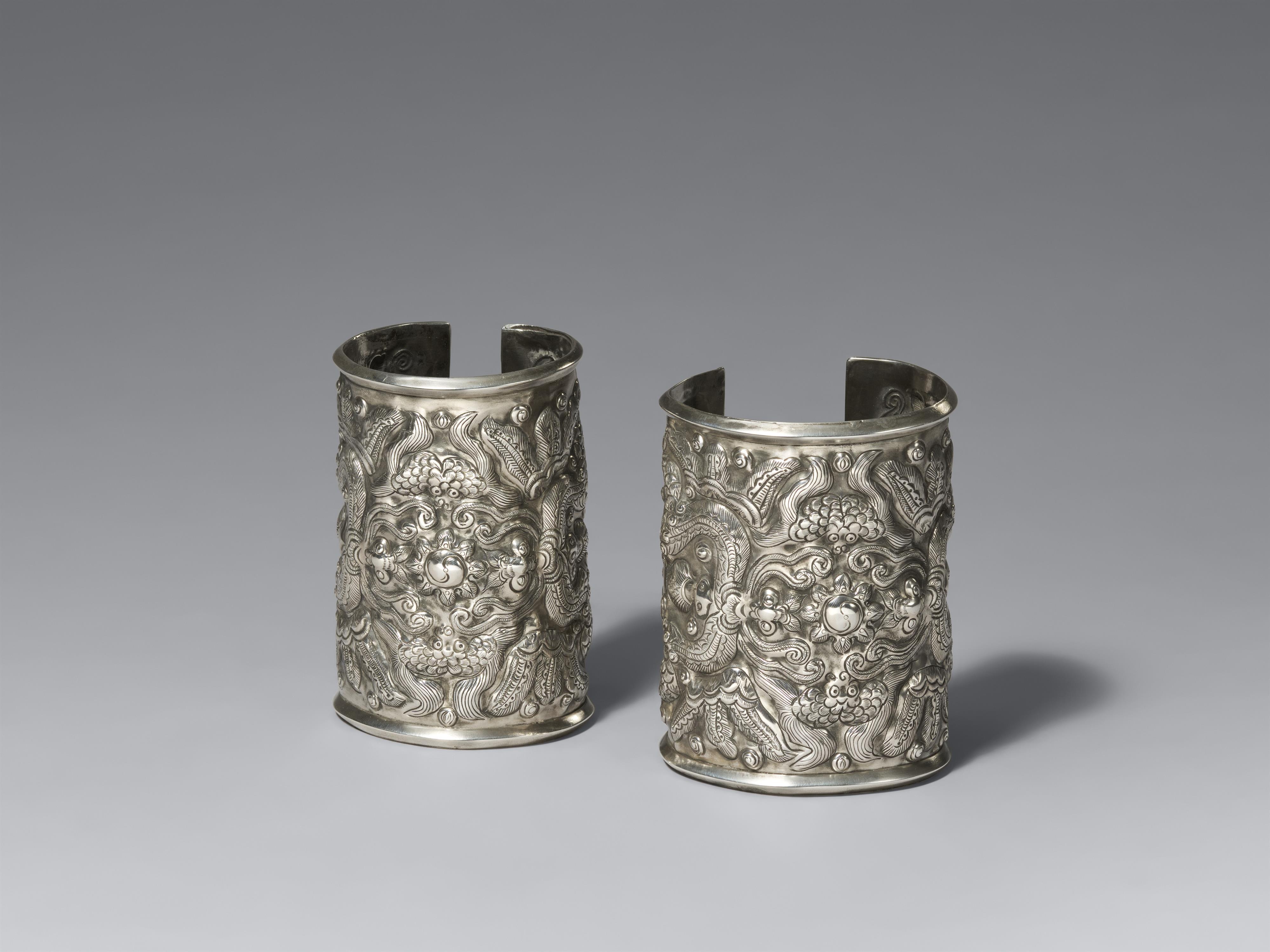 A pair of silver bracelets for women. Southwestern China, Guizhou province. Miao tribe. 1950s/60s - image-1