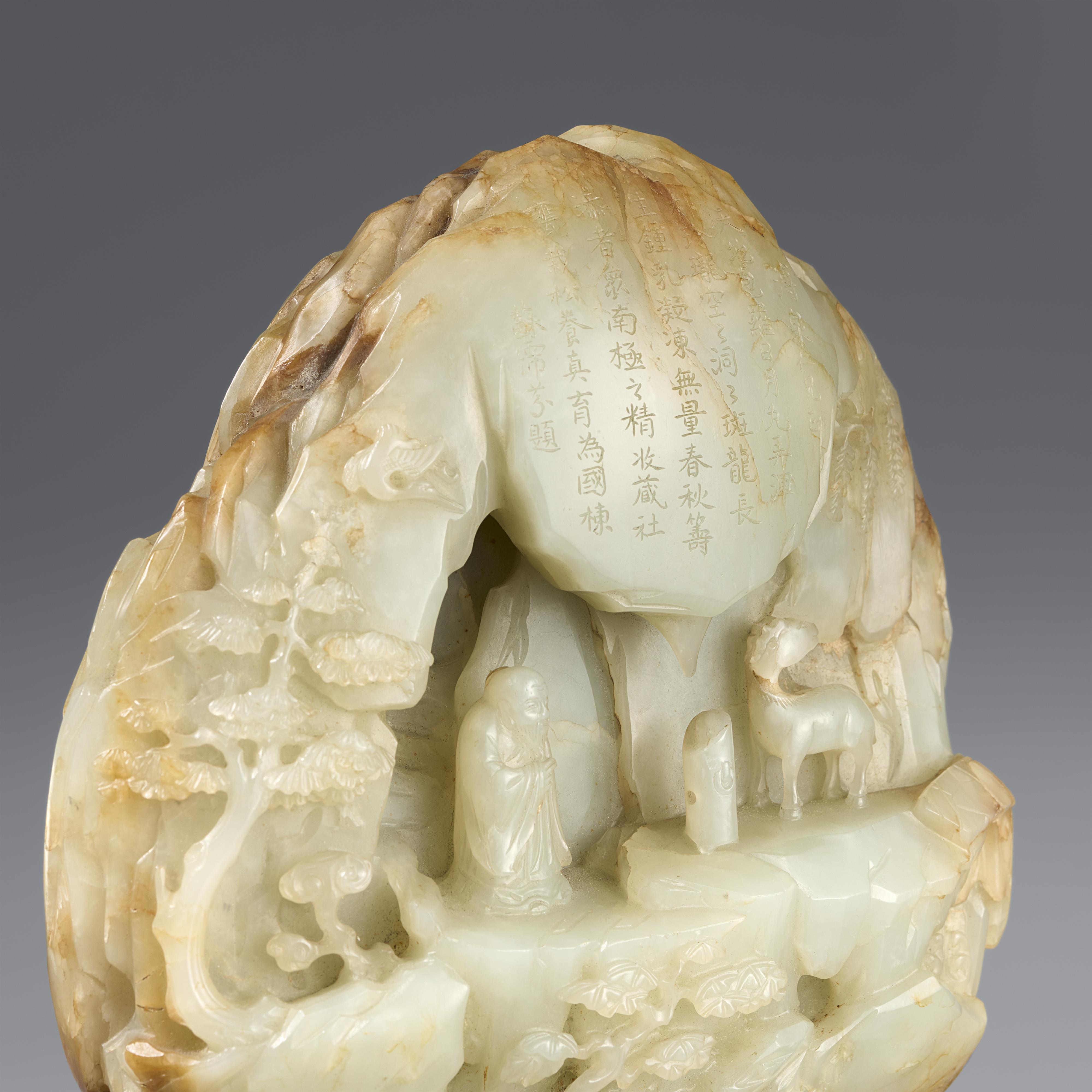 A Qing-dynasty jade carving of Shoulao with his stag. 19th century - image-3
