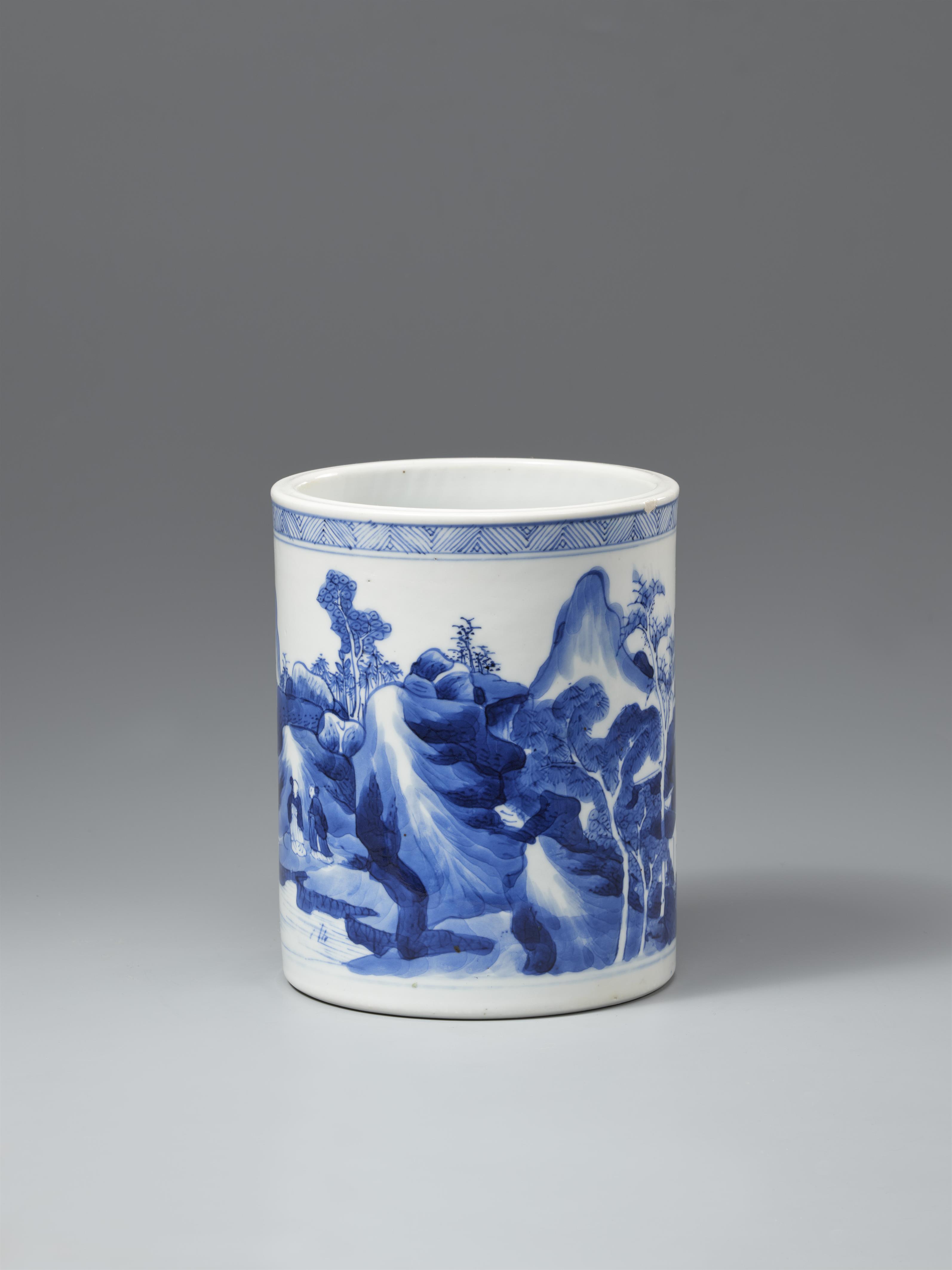 A blue and white brushpot (bitong). Kangxi period (1662–1722) - image-2