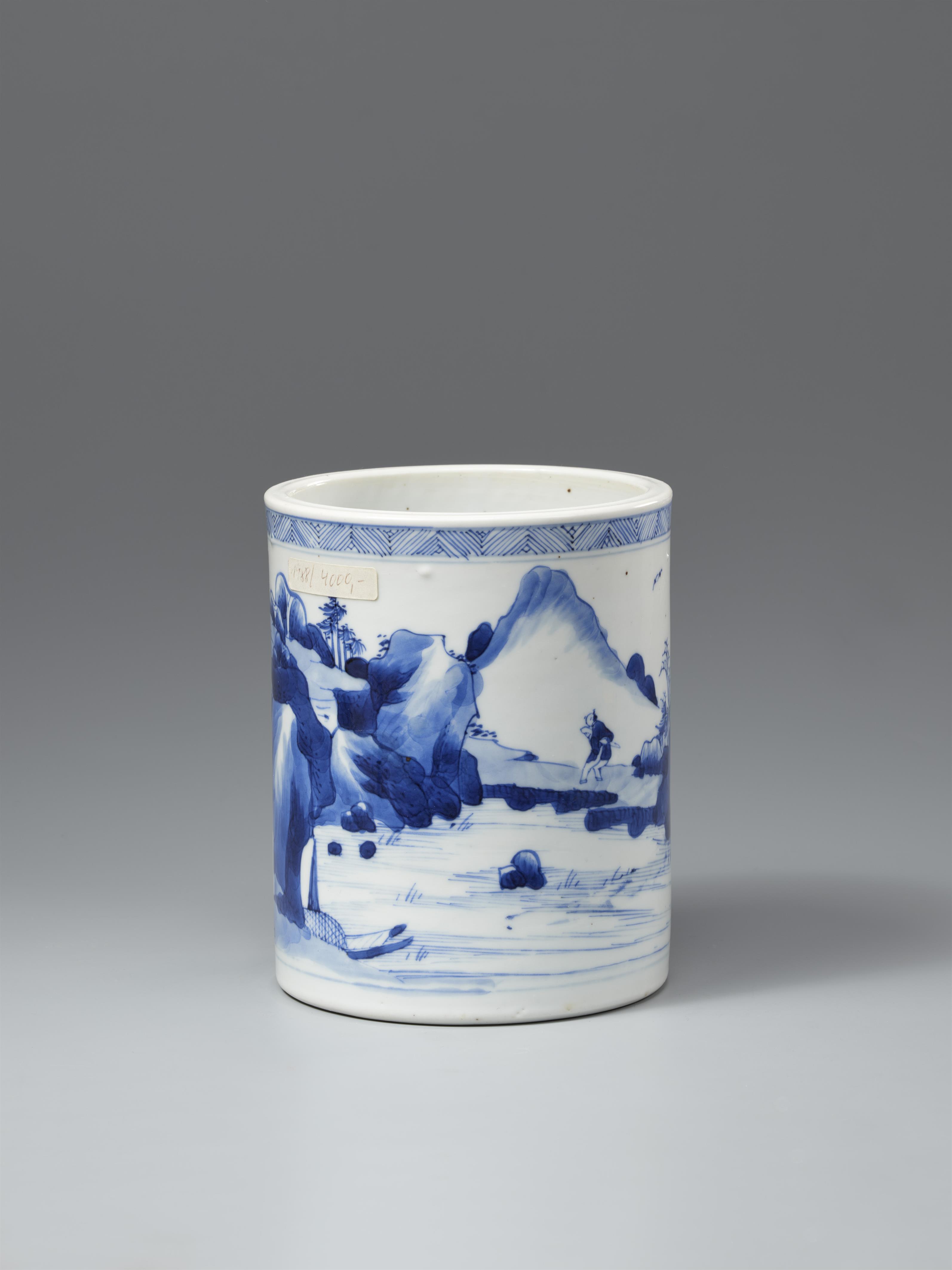 Blau-weißer Pinselbecher (bitong). Kangxi-Periode (1662–1722)	 - image-4