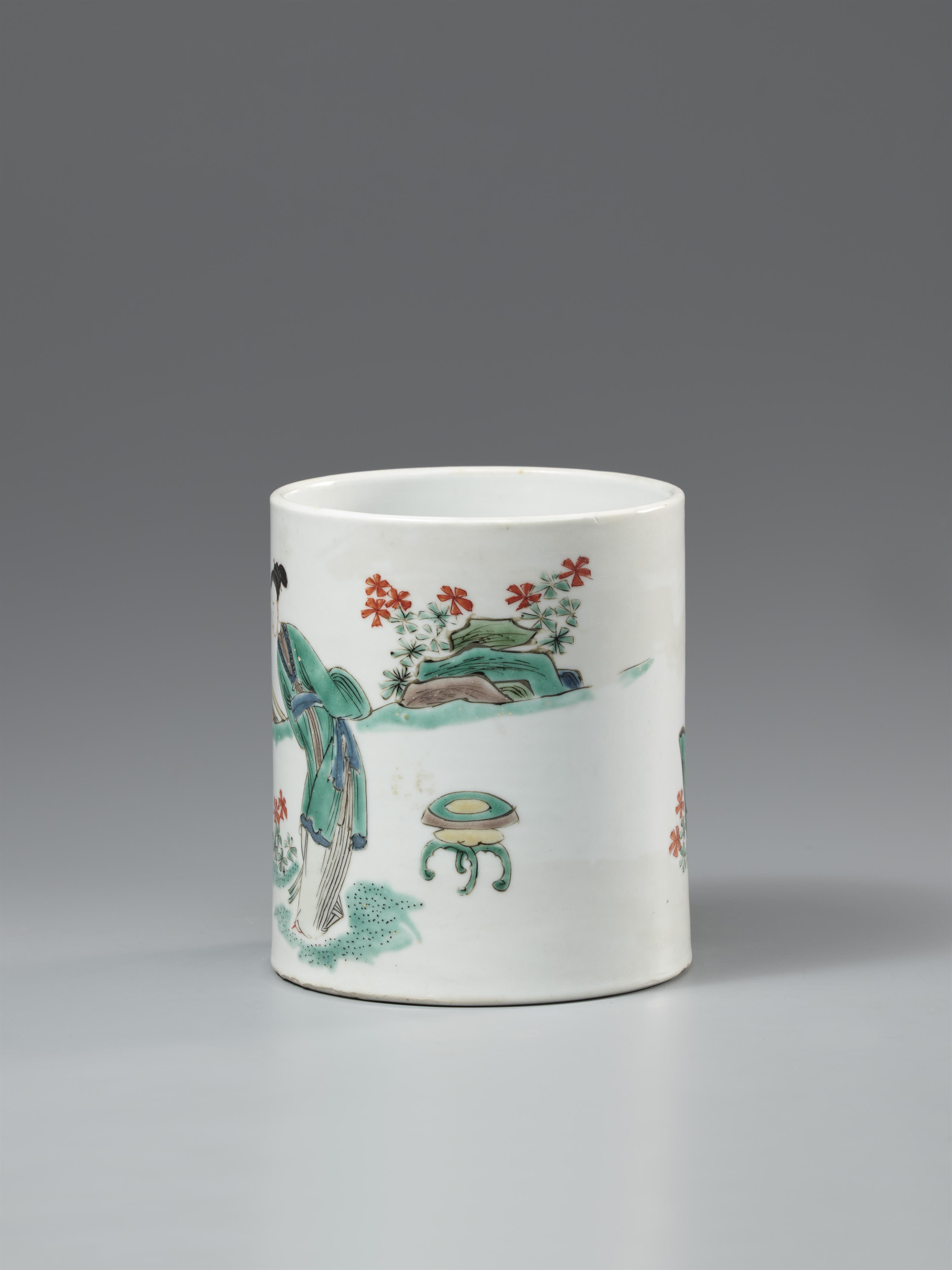 A famille verte brushpot (bitong). Qing dynasty (1644-1911) - image-2