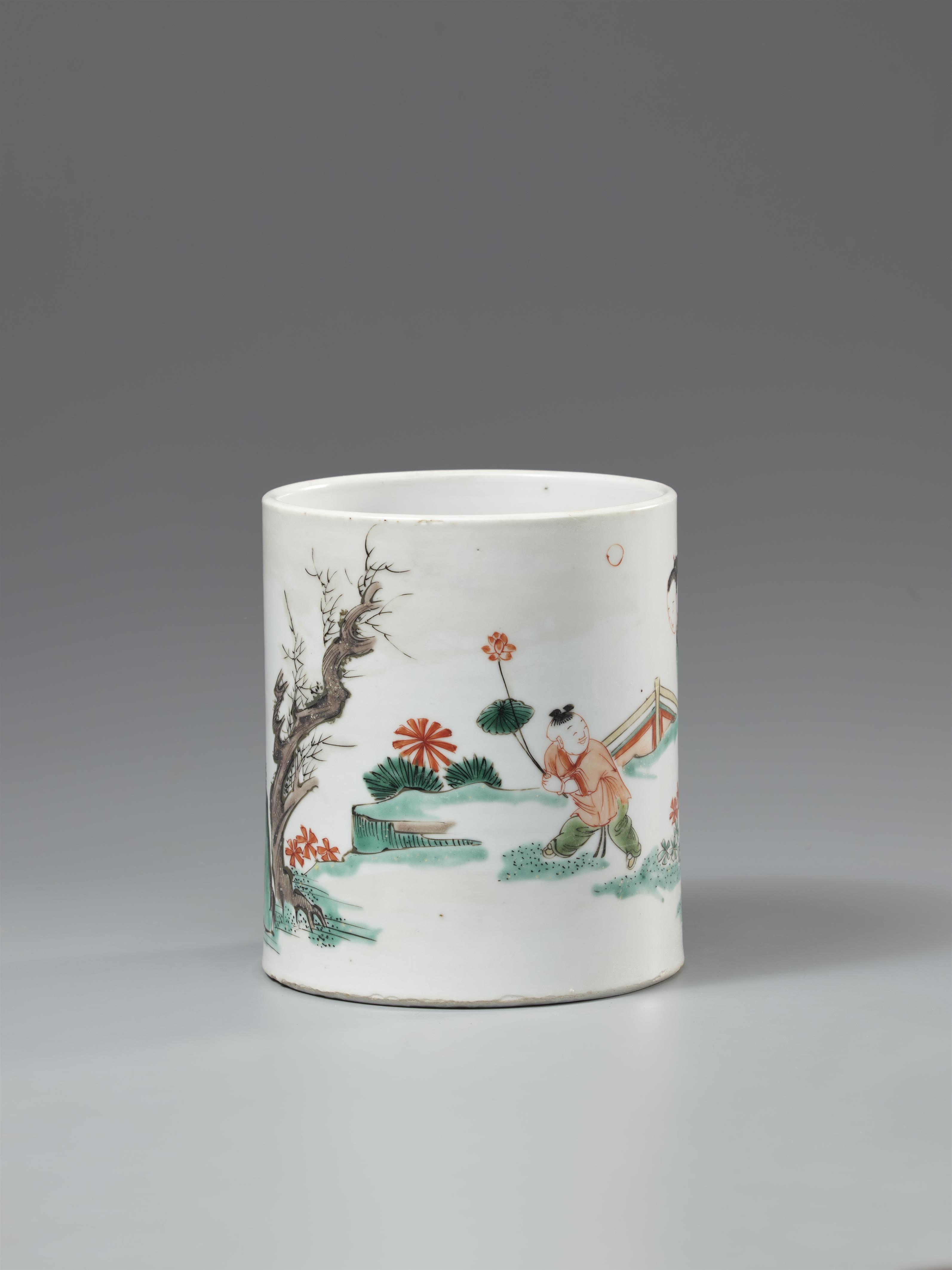 A famille verte brushpot (bitong). Qing dynasty (1644-1911) - image-4