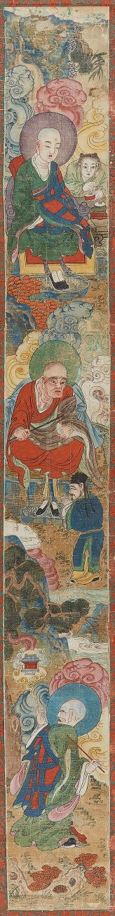 Nach Ding Yunpeng . Qing-Zeit - Vier Hängerollen mit einer Darstellung von zwölf Luohan. - image-4