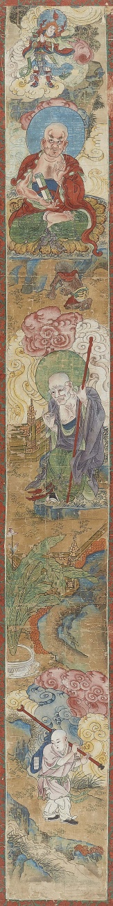 Nach Ding Yunpeng . Qing-Zeit - Vier Hängerollen mit einer Darstellung von zwölf Luohan. - image-5