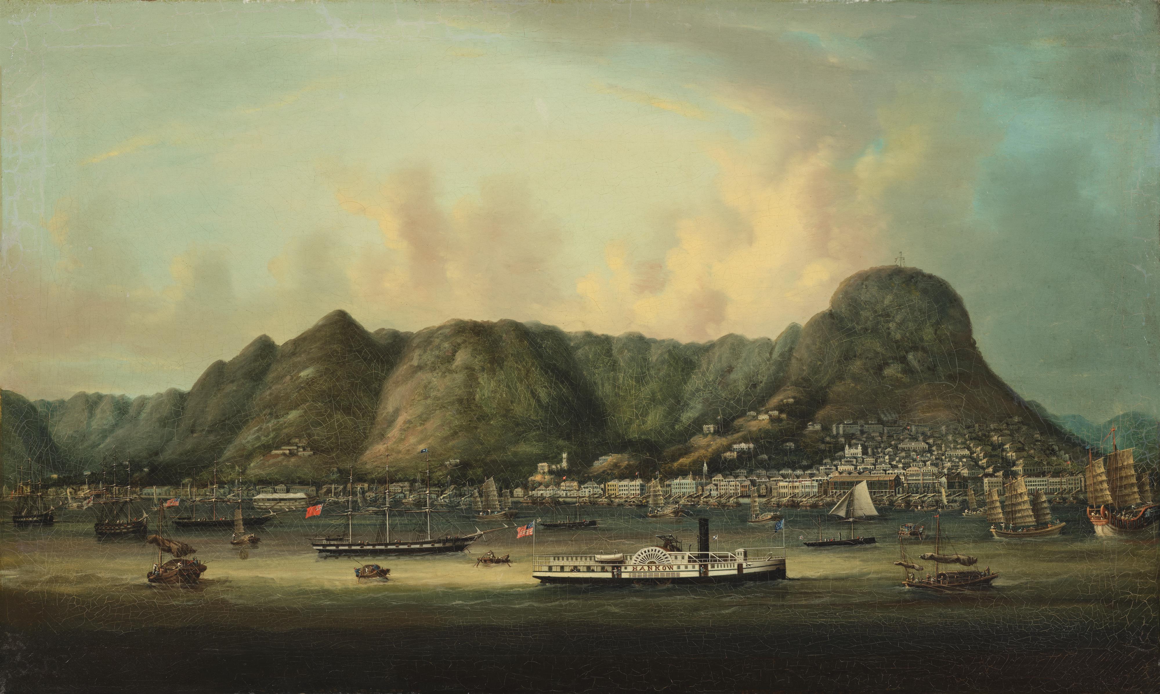 Anonymous painter . Around 1861–1865 - A Chinese school painting with a view of Hong Kong (city of Victoria) and the harbour - image-1