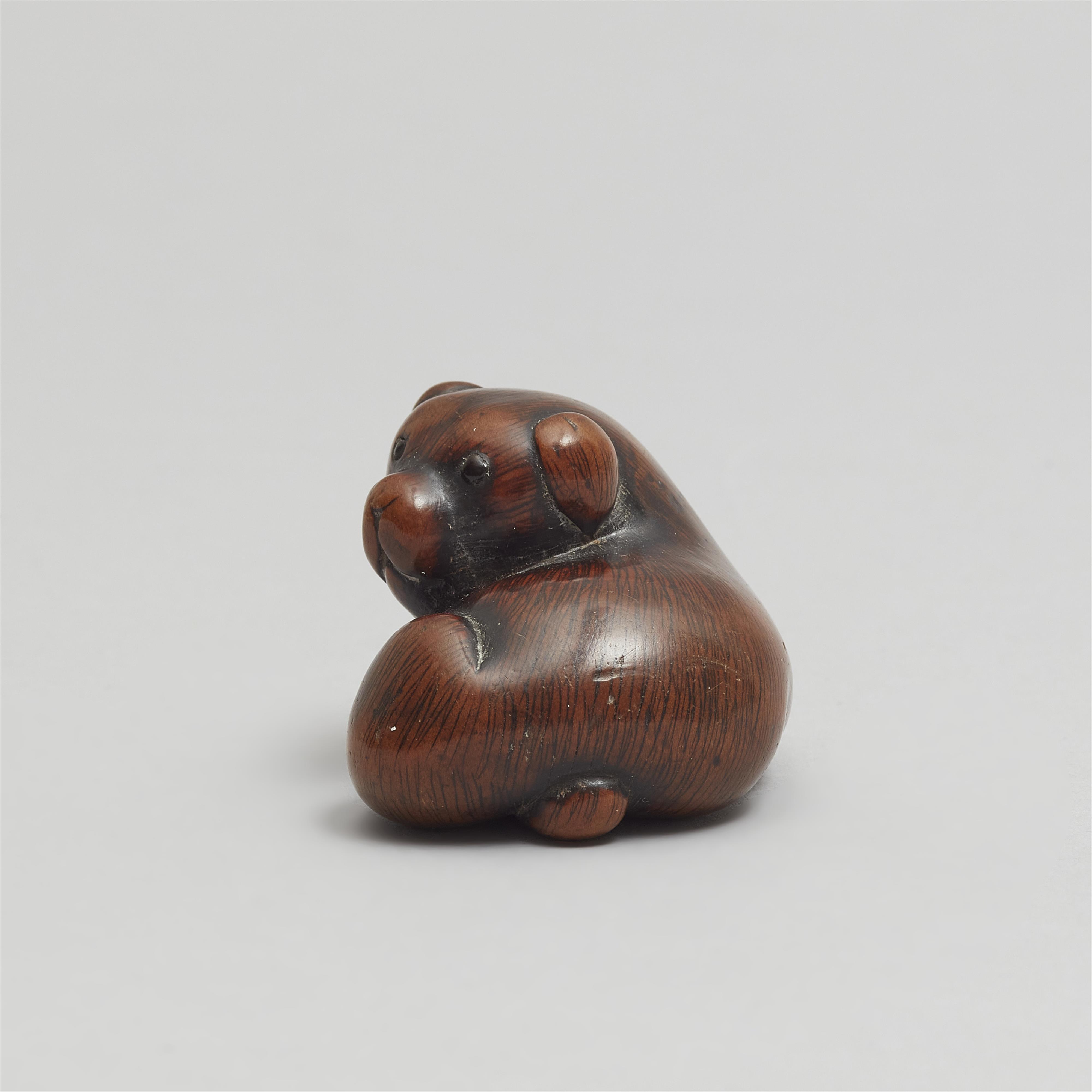 A large boxwood netsuke of a puppy. Early 19th century - image-8