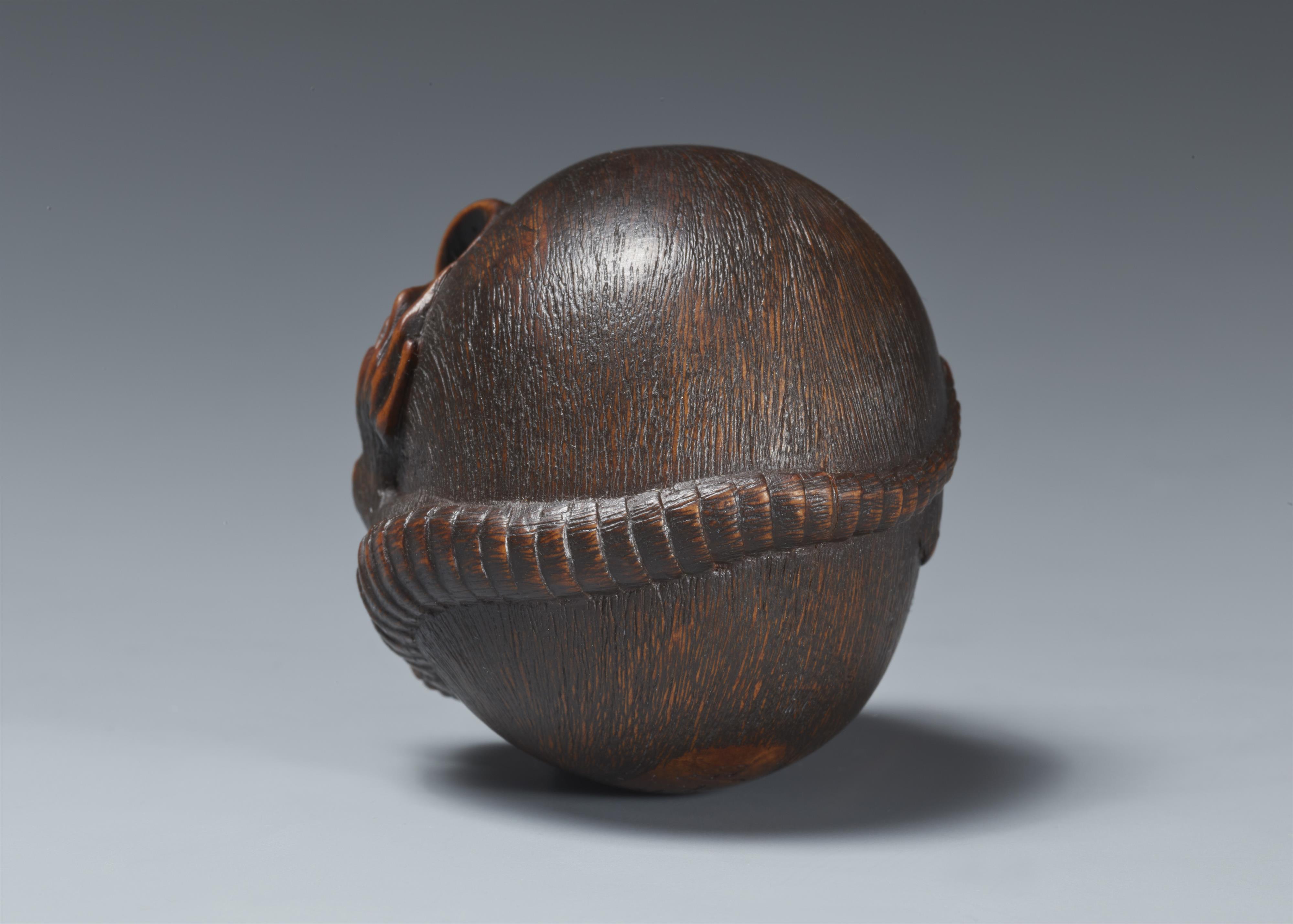 A Yamada school boxwood netsuke of a coiled rat. 19th century - image-3