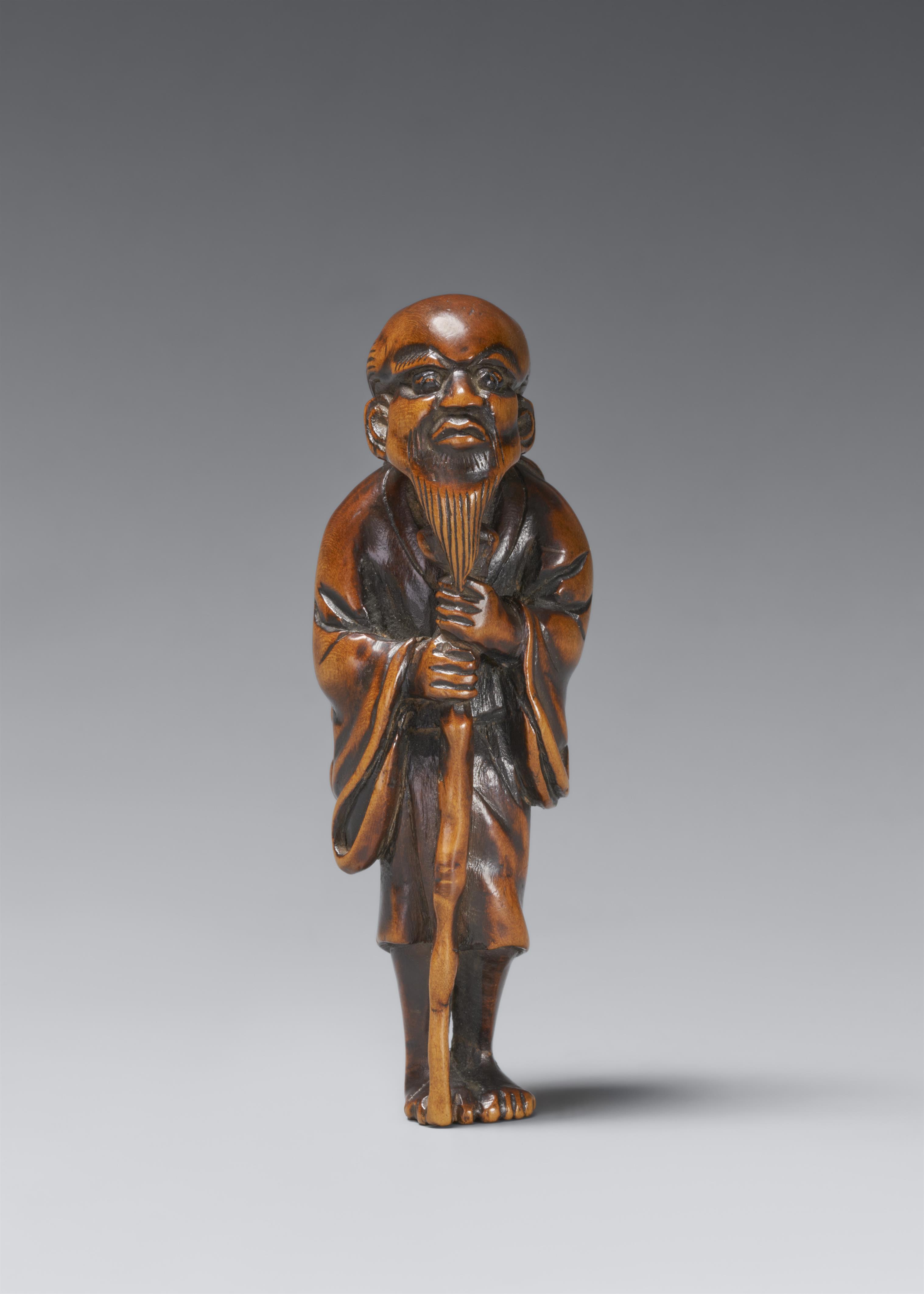 A boxwood netsuke of  Tekkai Sennin. Around 1800 - image-1