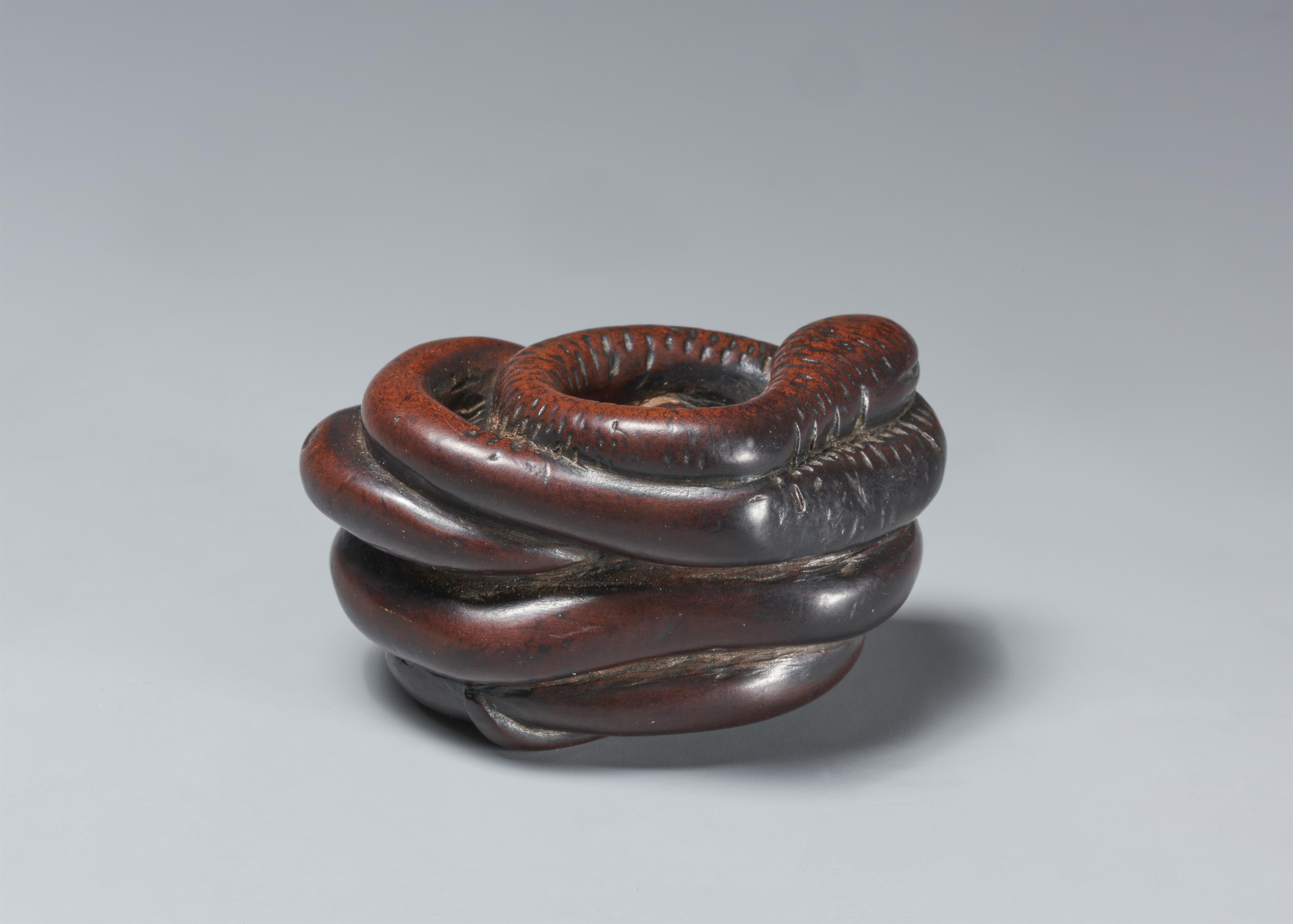 A large wood netsuke of a snake. Early 19th century - image-2