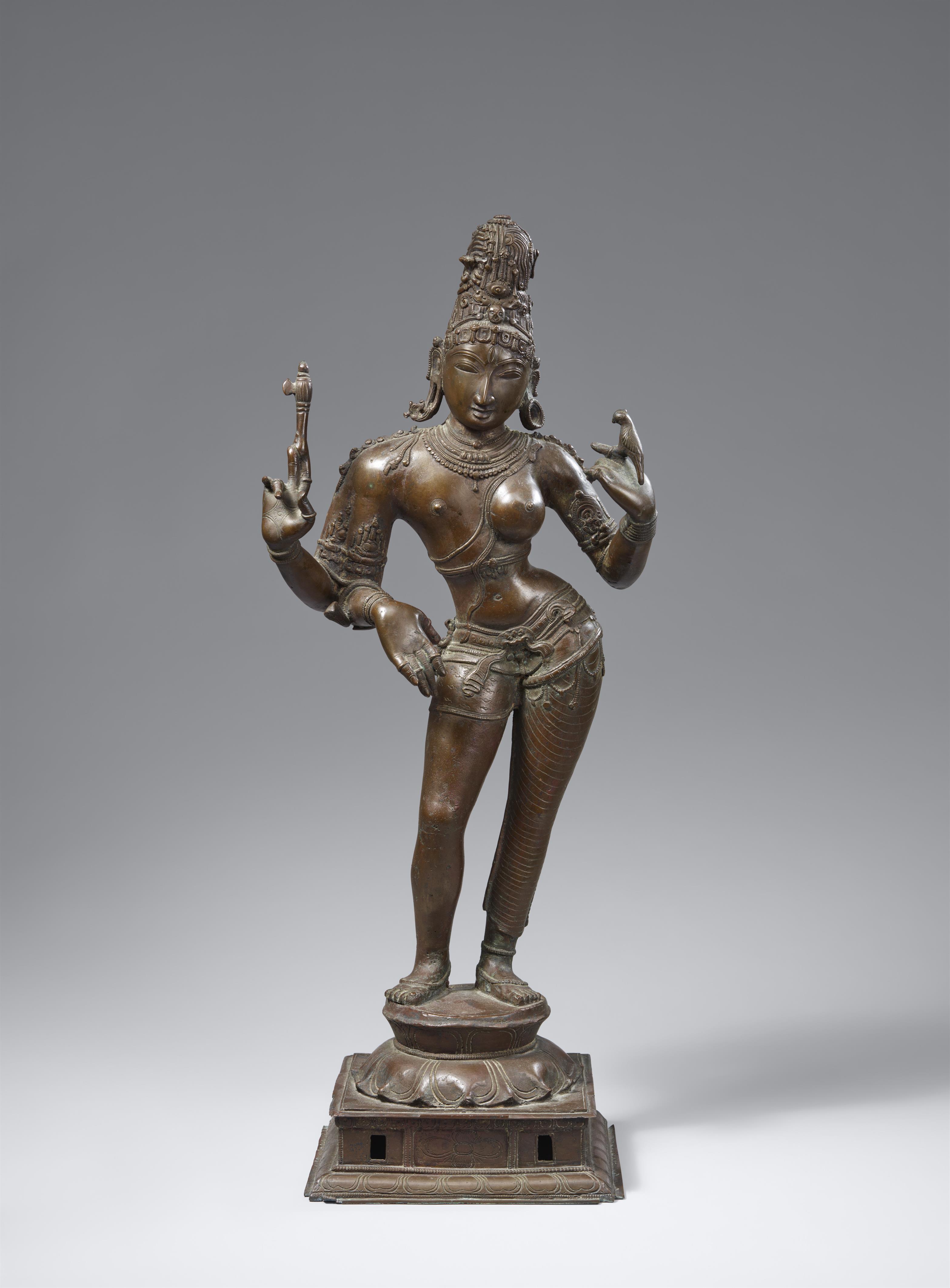 A bronze processional figure of Ardhanarishvara. Southern India. In the style of the Chola period, probably 19th century - image-1