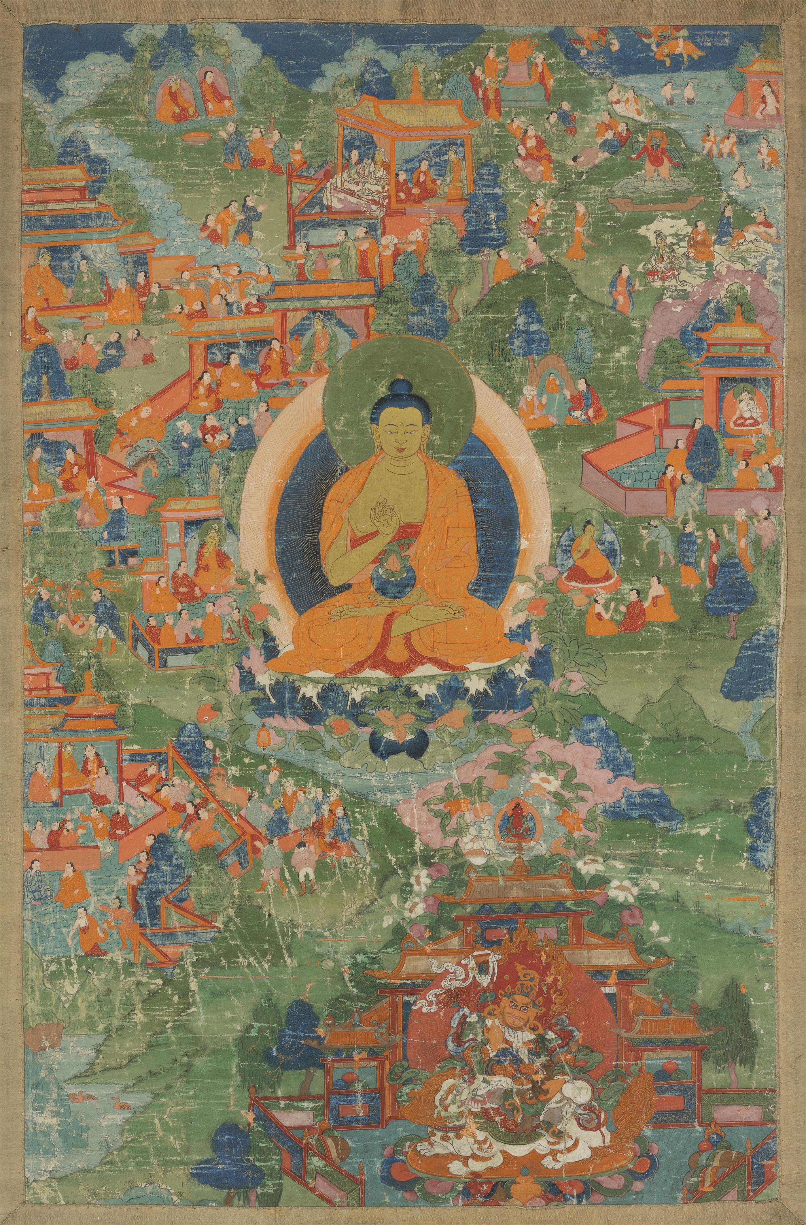 A thangka of the preaching buddha. Tibet, 19th century - image-1