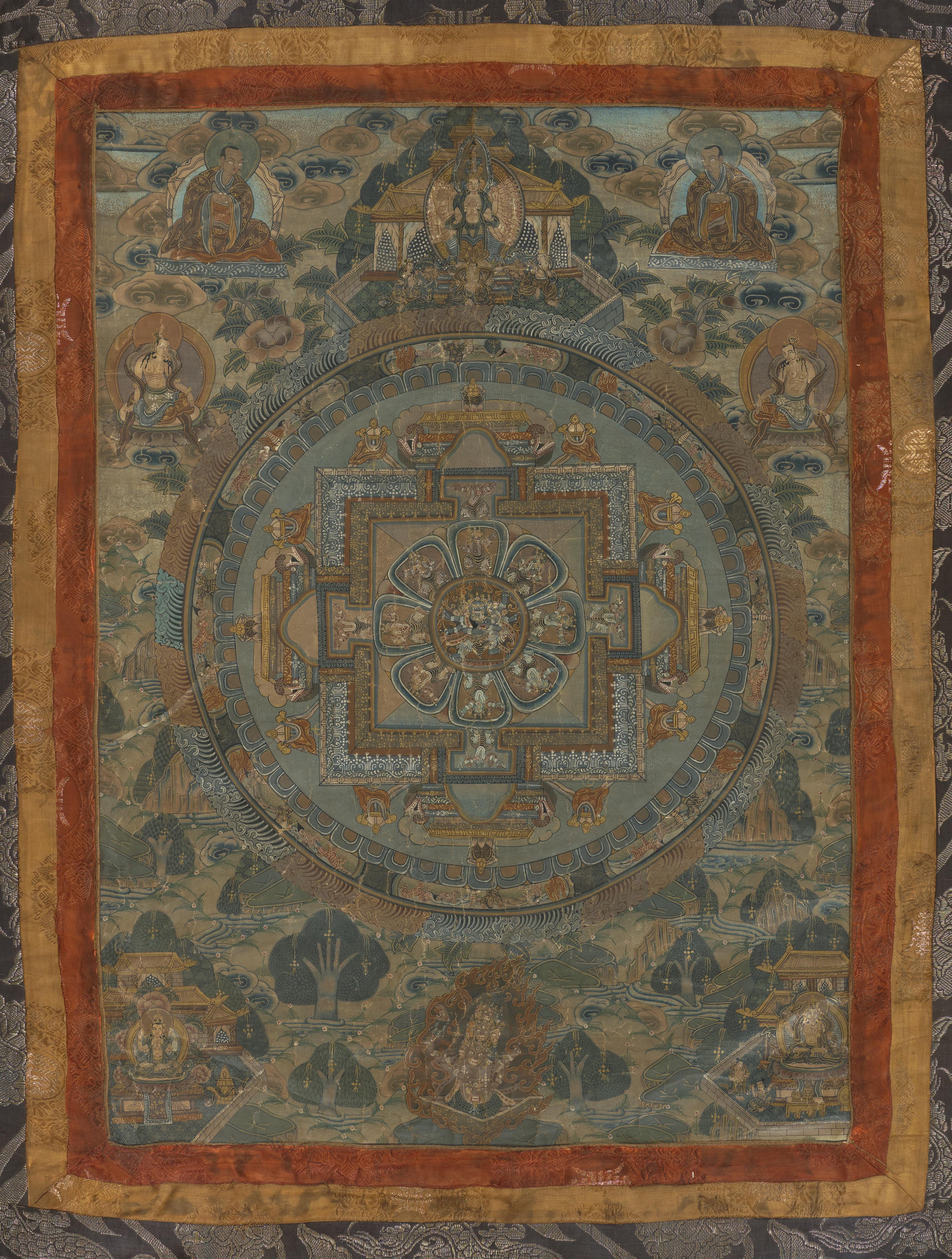 A mandala of Mahakala in yab-yum. Tibet, 19th/20th century - image-1