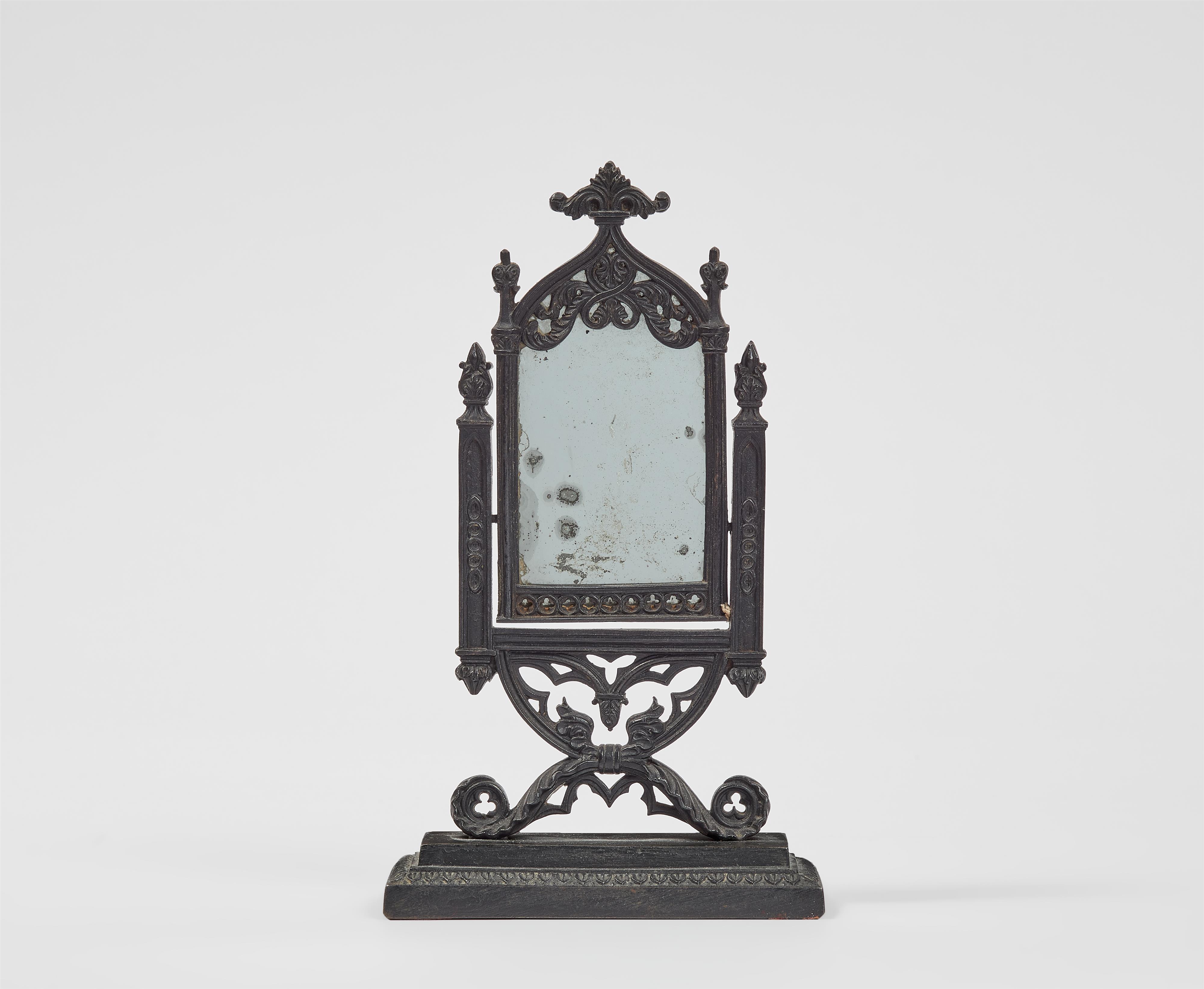 A Neogothic cast iron table mirror - image-1