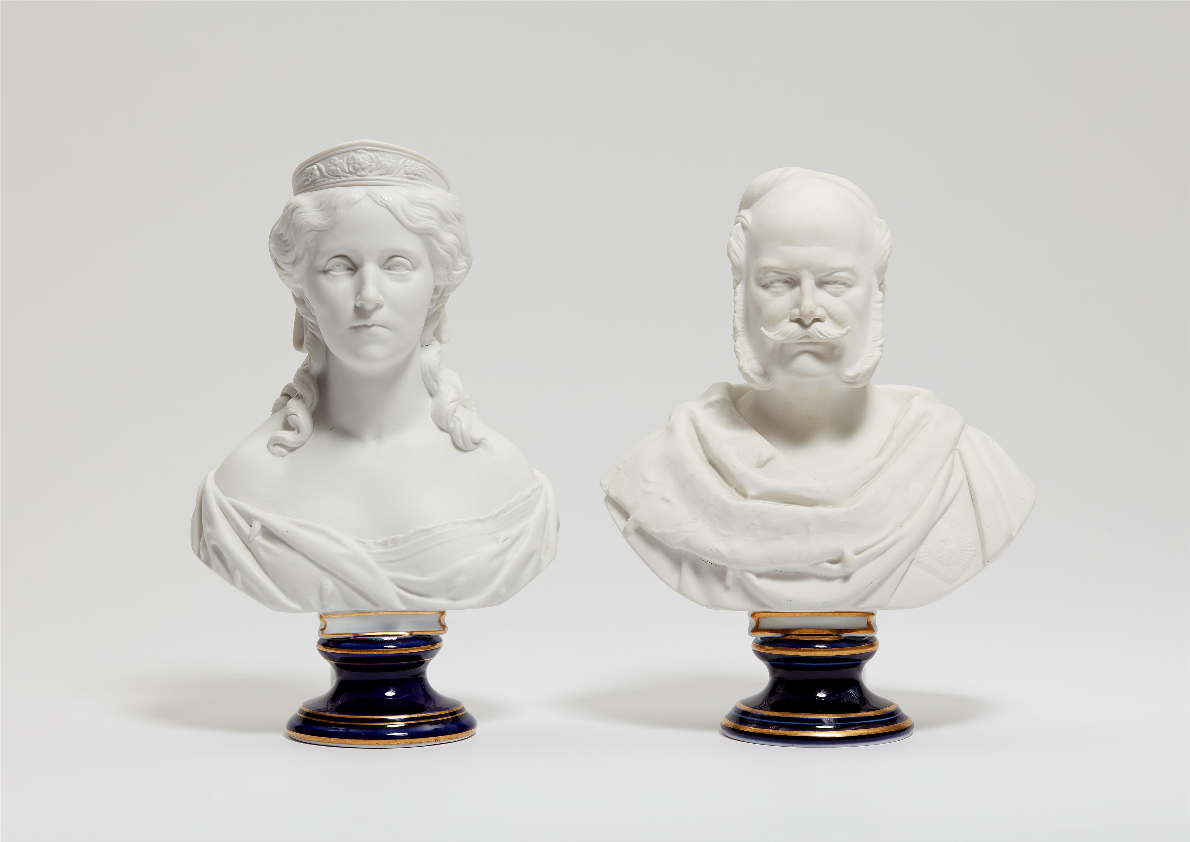 A pair of Berlin KPM porcelain busts of Empress Augusta and Emperor Wilhelm I - image-1