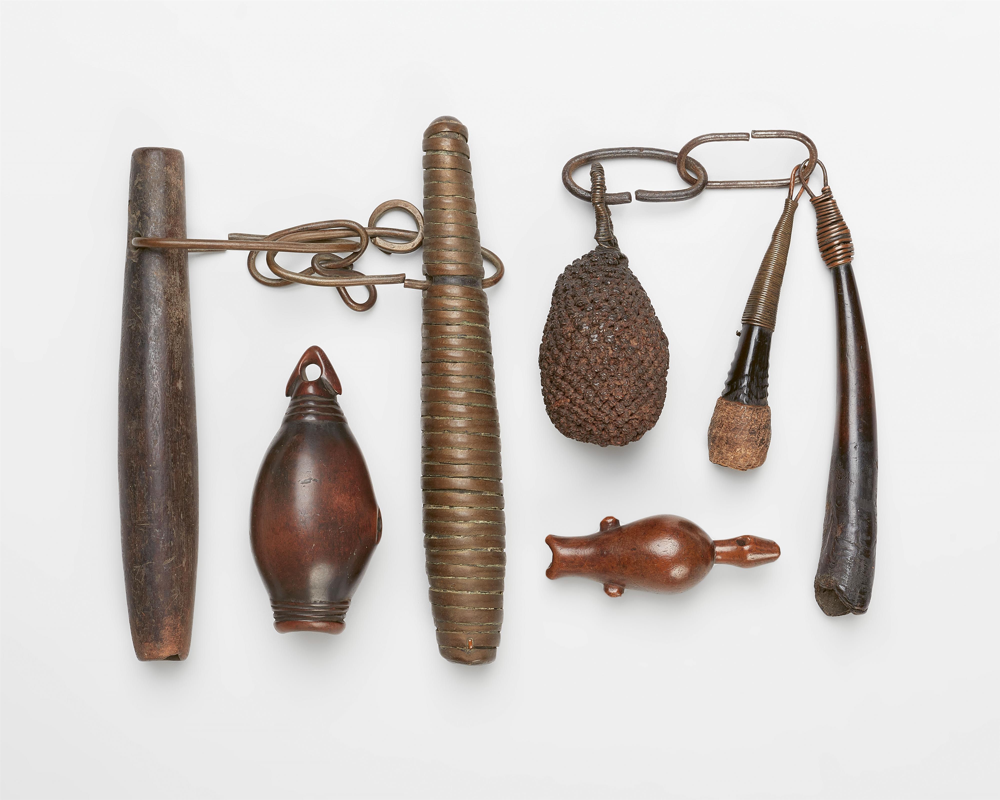 TWO CONGO WHISTLES AND TWO AMULETS - image-1