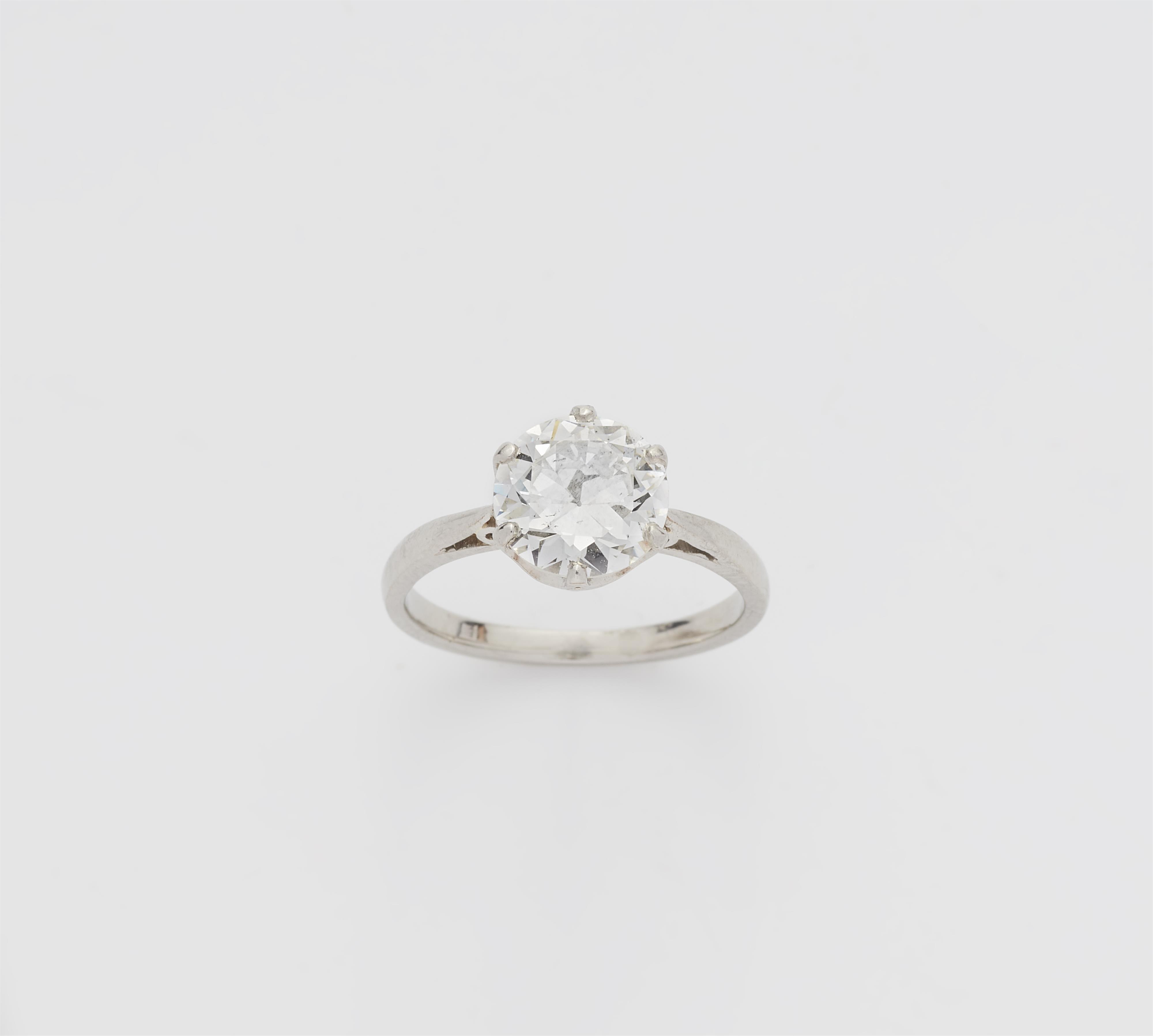 A platinum and c. 1.42 ct transitional-cut diamond solitaire ring. - image-1